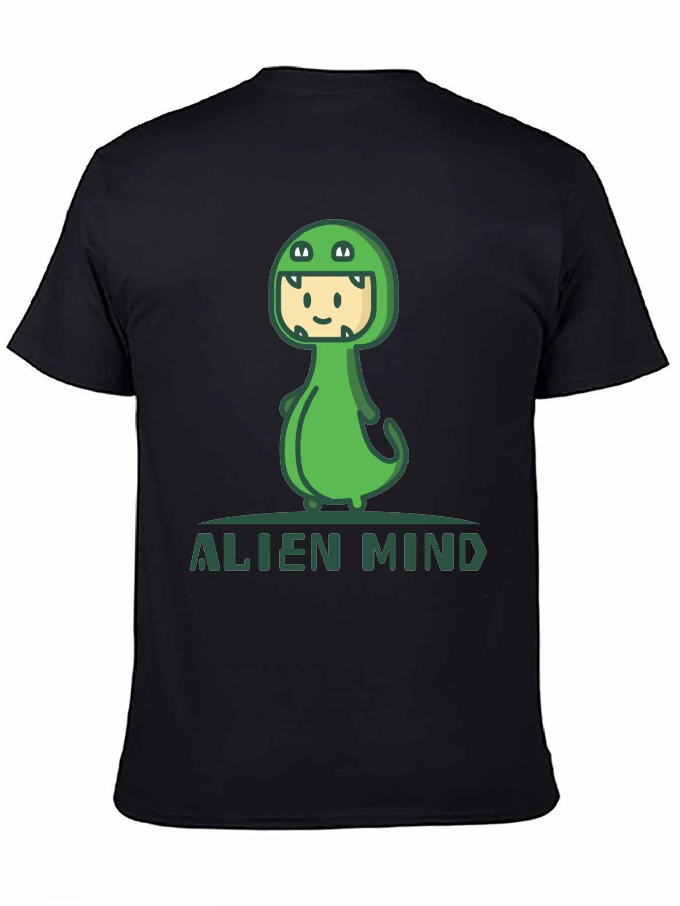 Black Alien Mind Dino Costume Graphic Tee view 4
