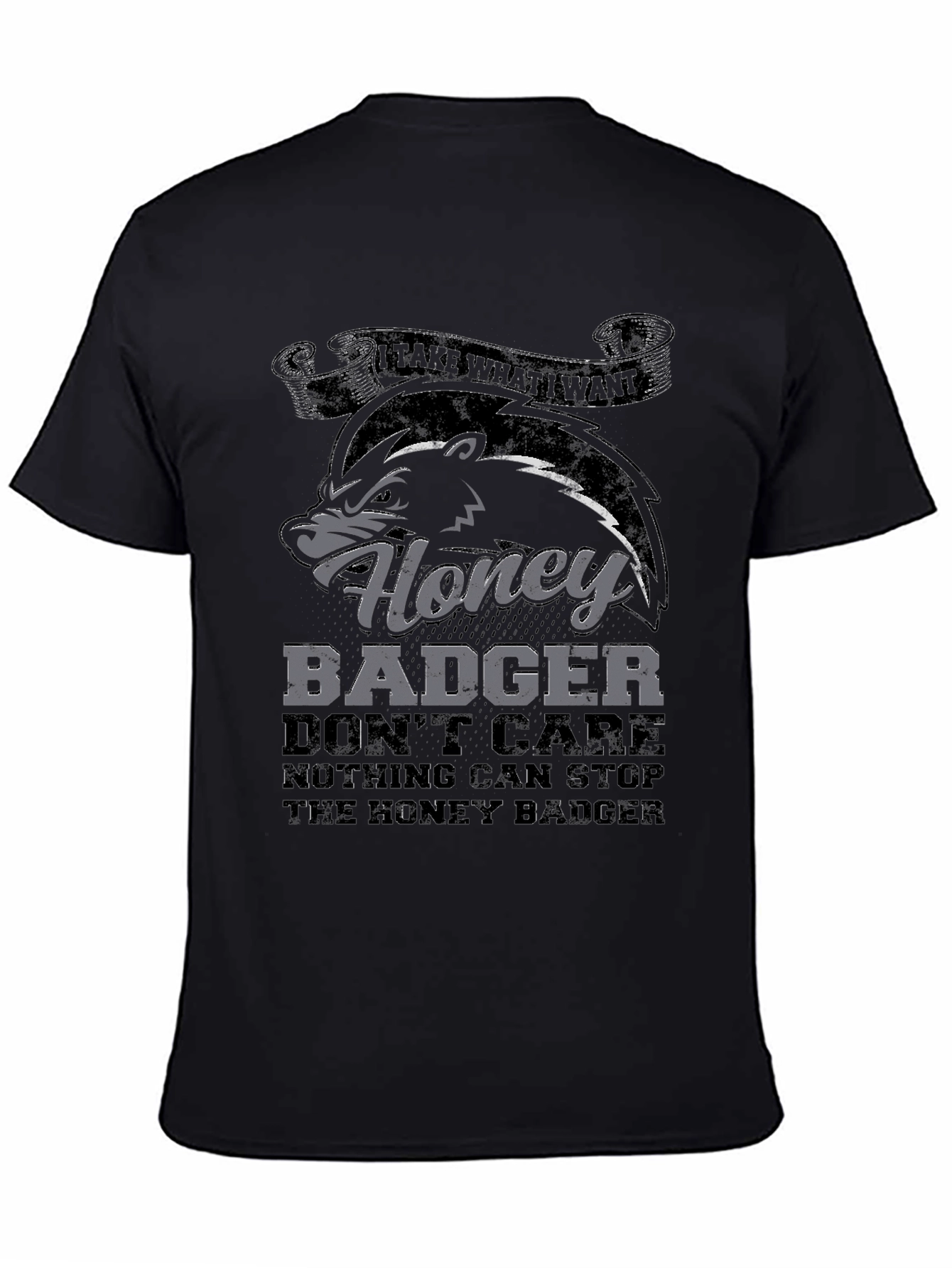 Black Honey Badger T-Shirt - Don't Care view 4
