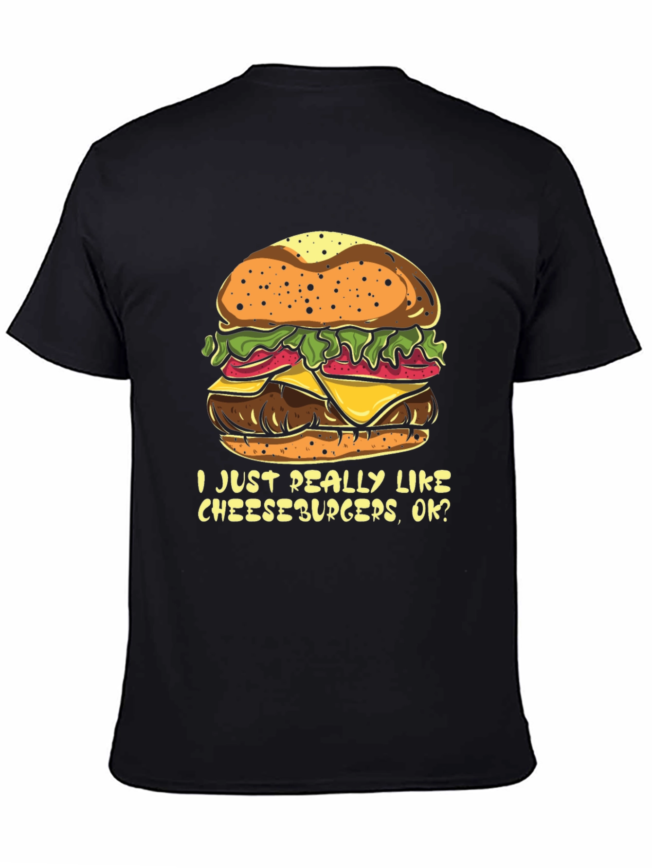 Black Cheeseburger Lover T-Shirt - Funny Foodie Tee view 4