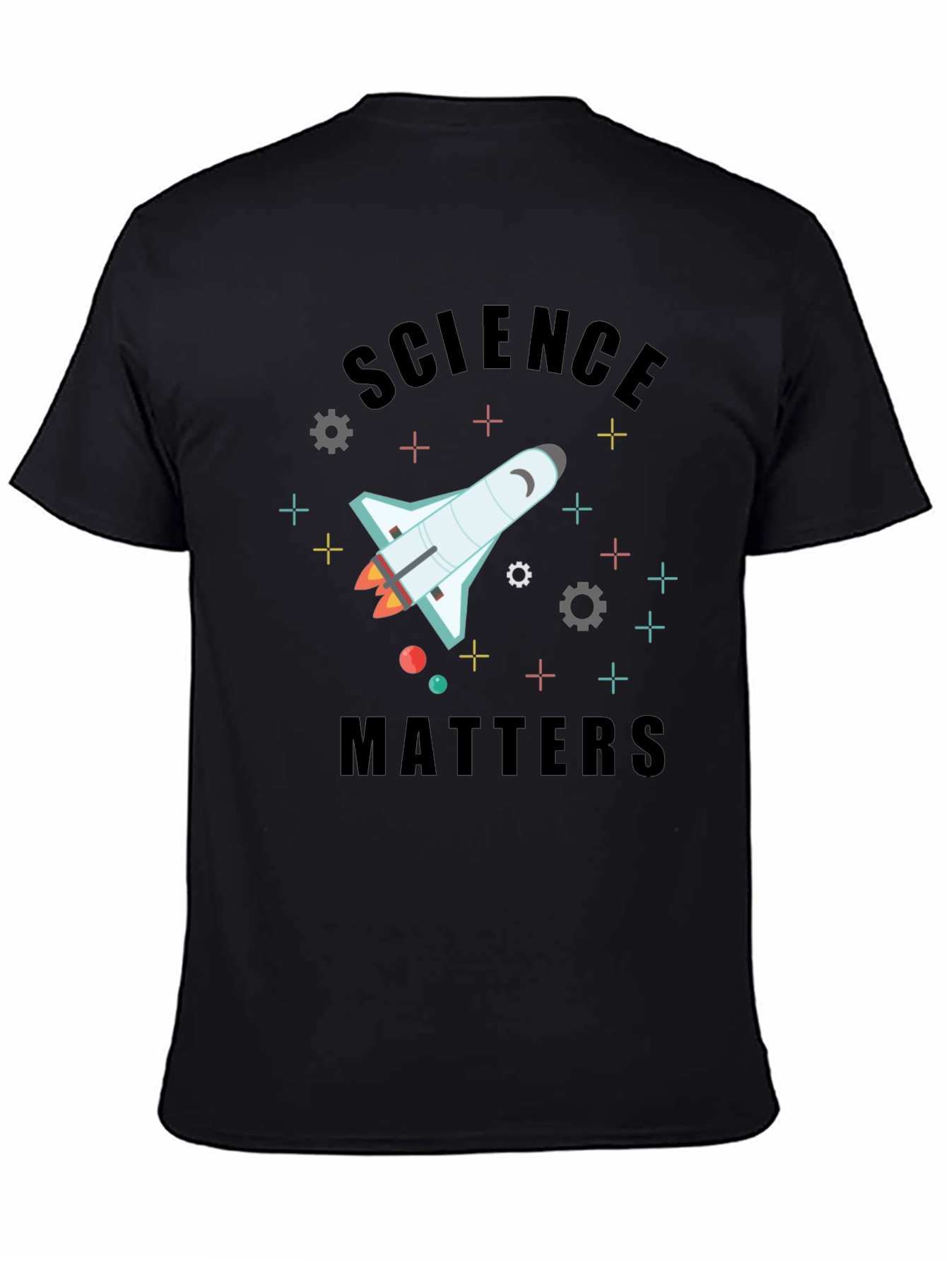 Black Science Matters Space Shuttle Graphic T-Shirt view 4