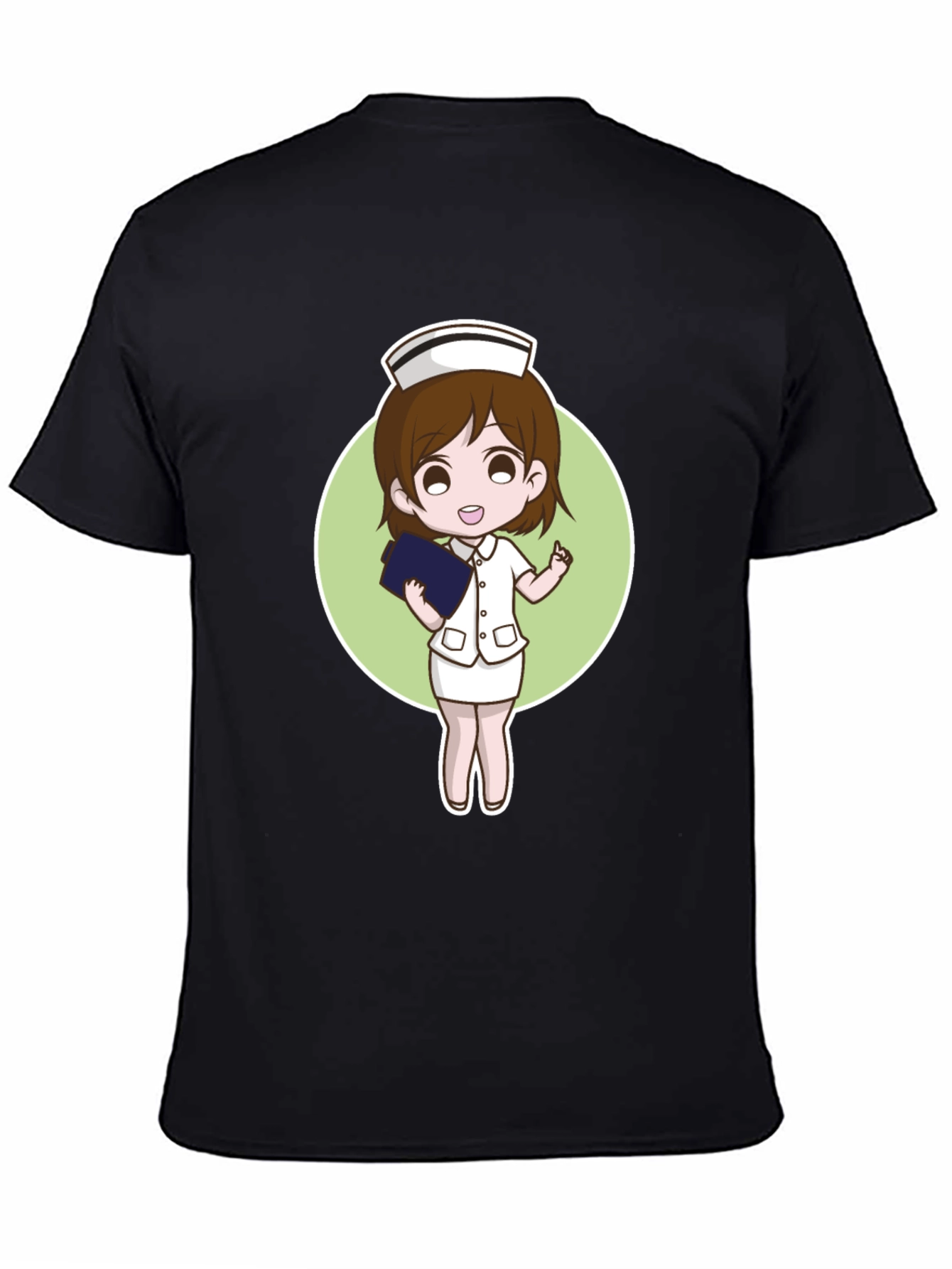 Cartoon Nurse Graphic Tee - Black - 4