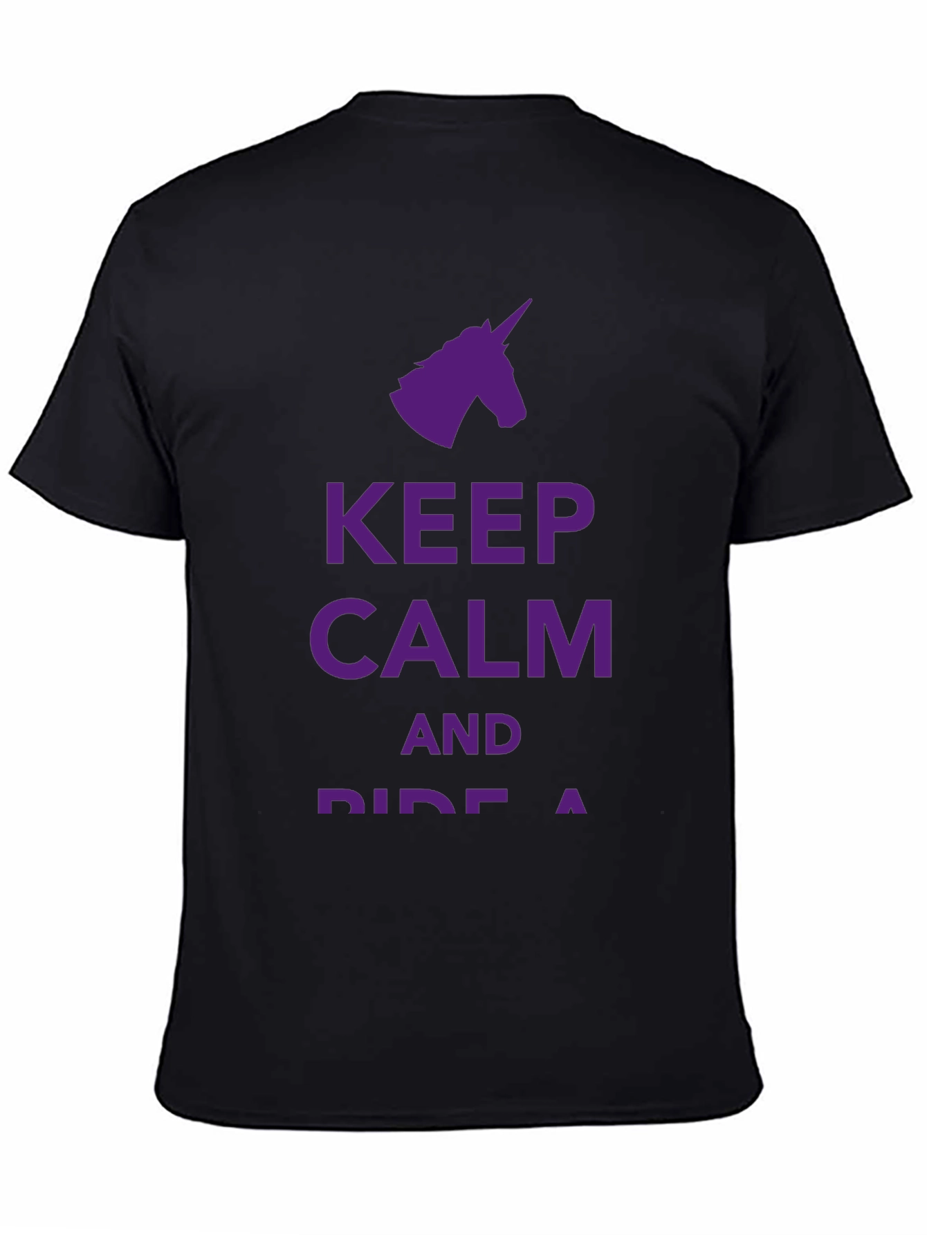 Black Keep Calm Ride A Unicorn Black T-Shirt view 4