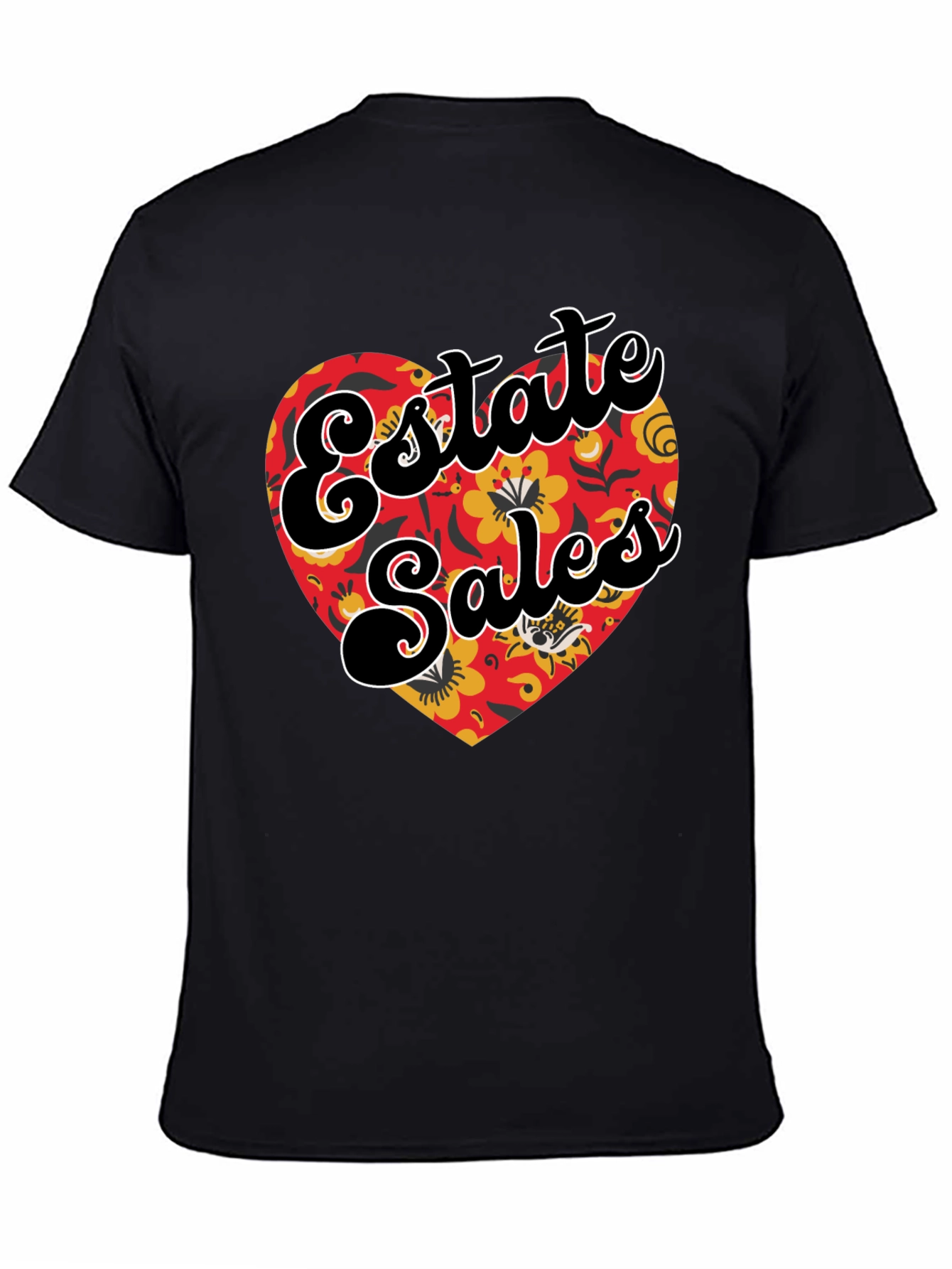 Black Estate Sales Floral Heart Graphic T-Shirt view 4