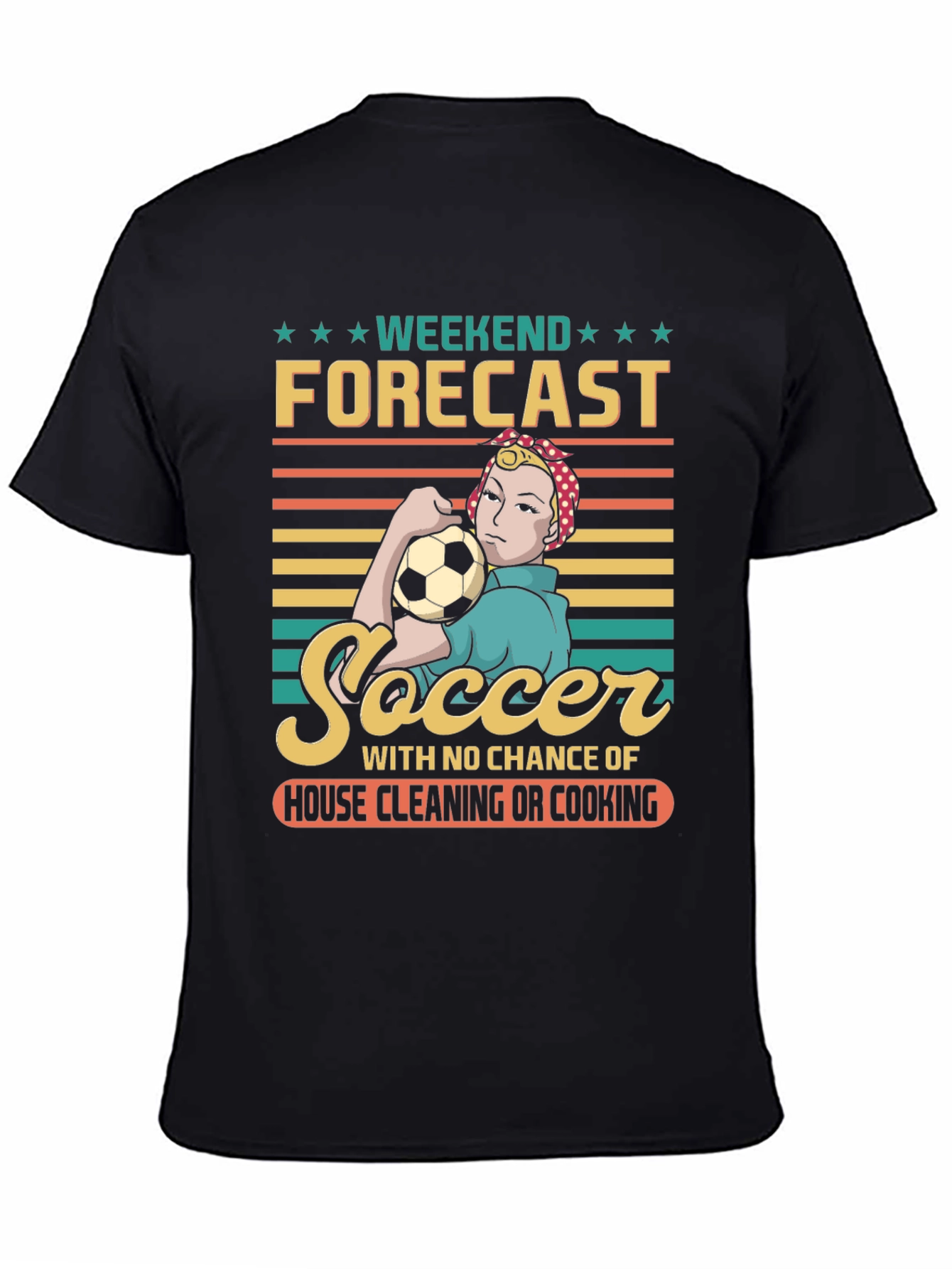 Black Soccer Weekend Forecast Graphic T-Shirt view 4