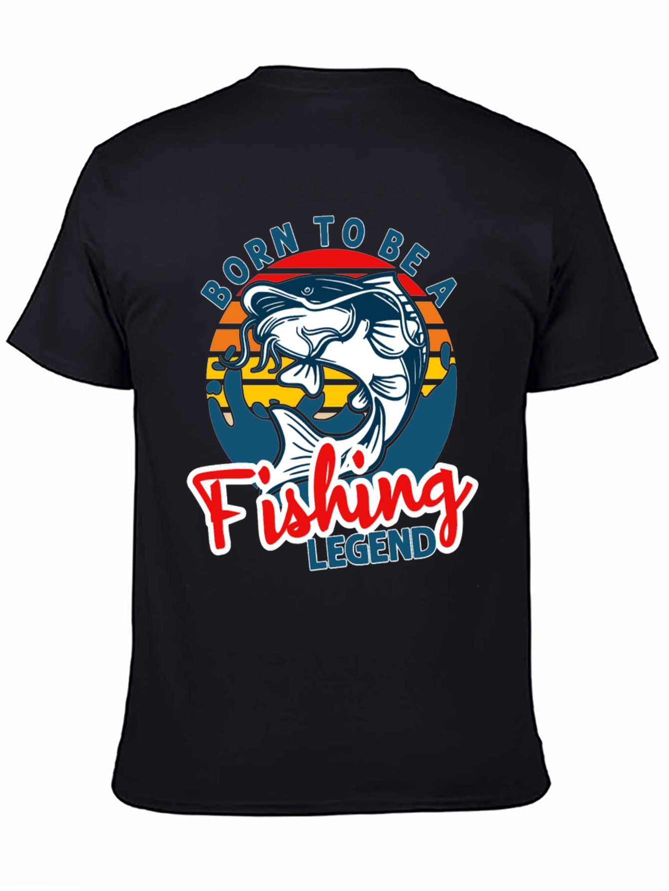 Black Born to Be a Fishing Legend Graphic Tee view 4