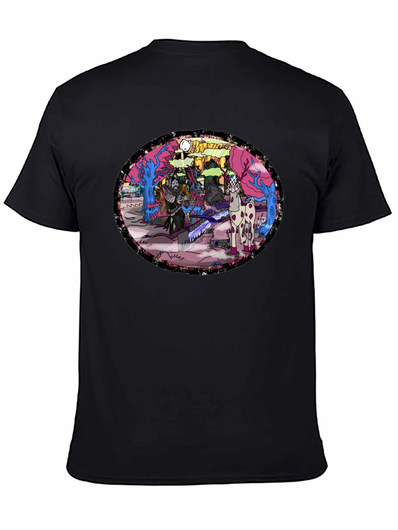 Black Fantasy Forest T-Shirt view 4