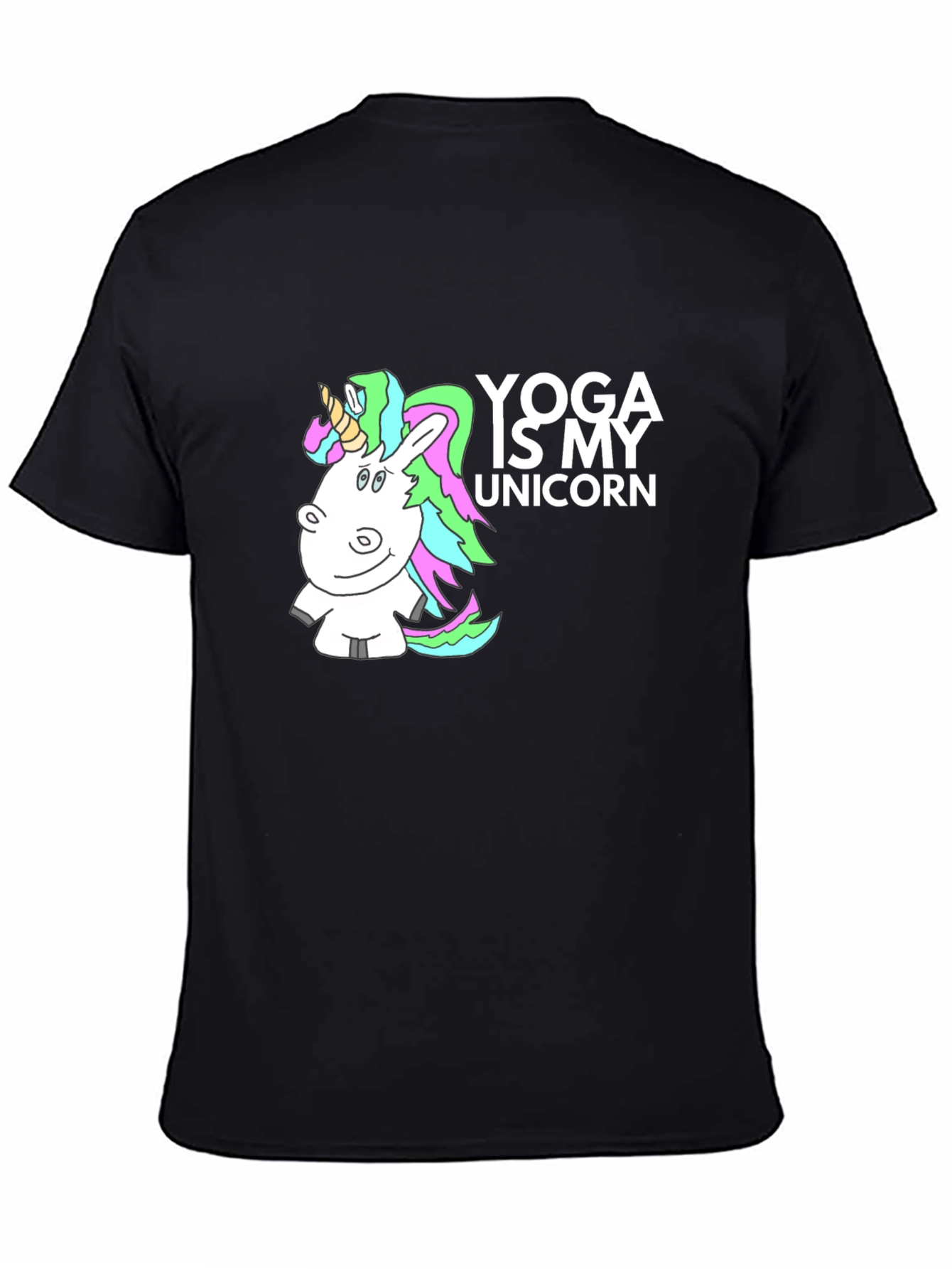 Black Yoga is My Unicorn Graphic T-Shirt view 4