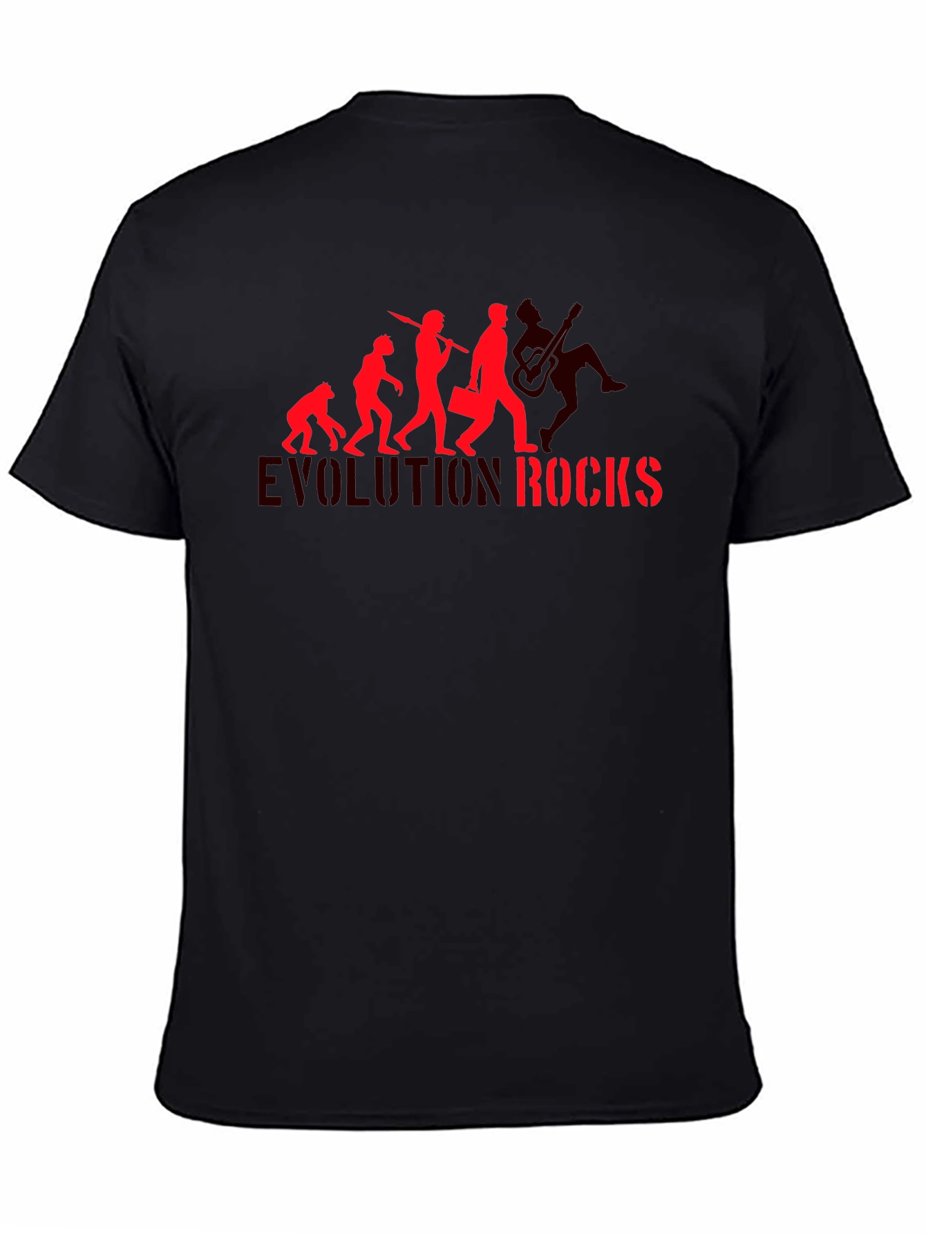 Black Evolution Rocks Graphic T-Shirt - Black Cotton Tee view 4