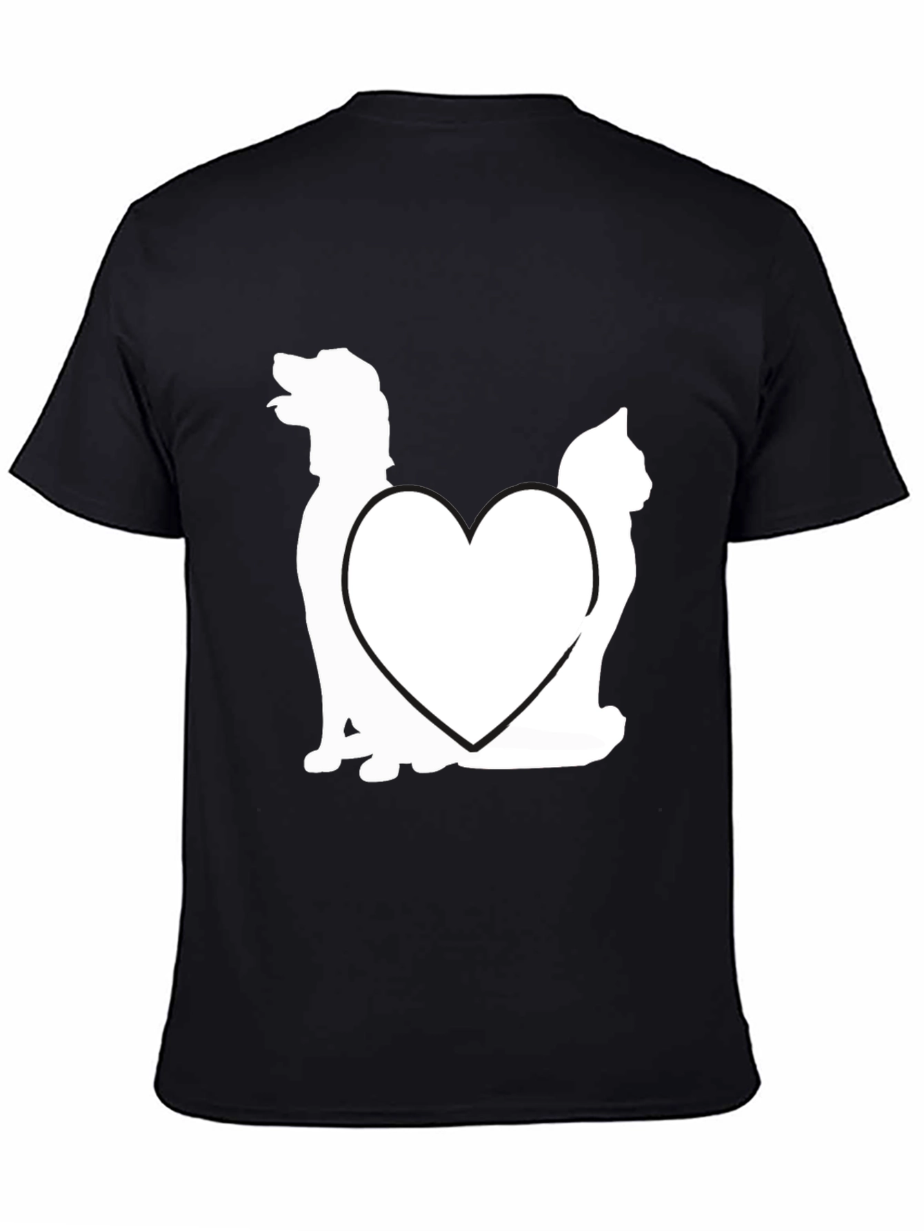 Black Dog and Cat Heart Graphic T-Shirt view 4