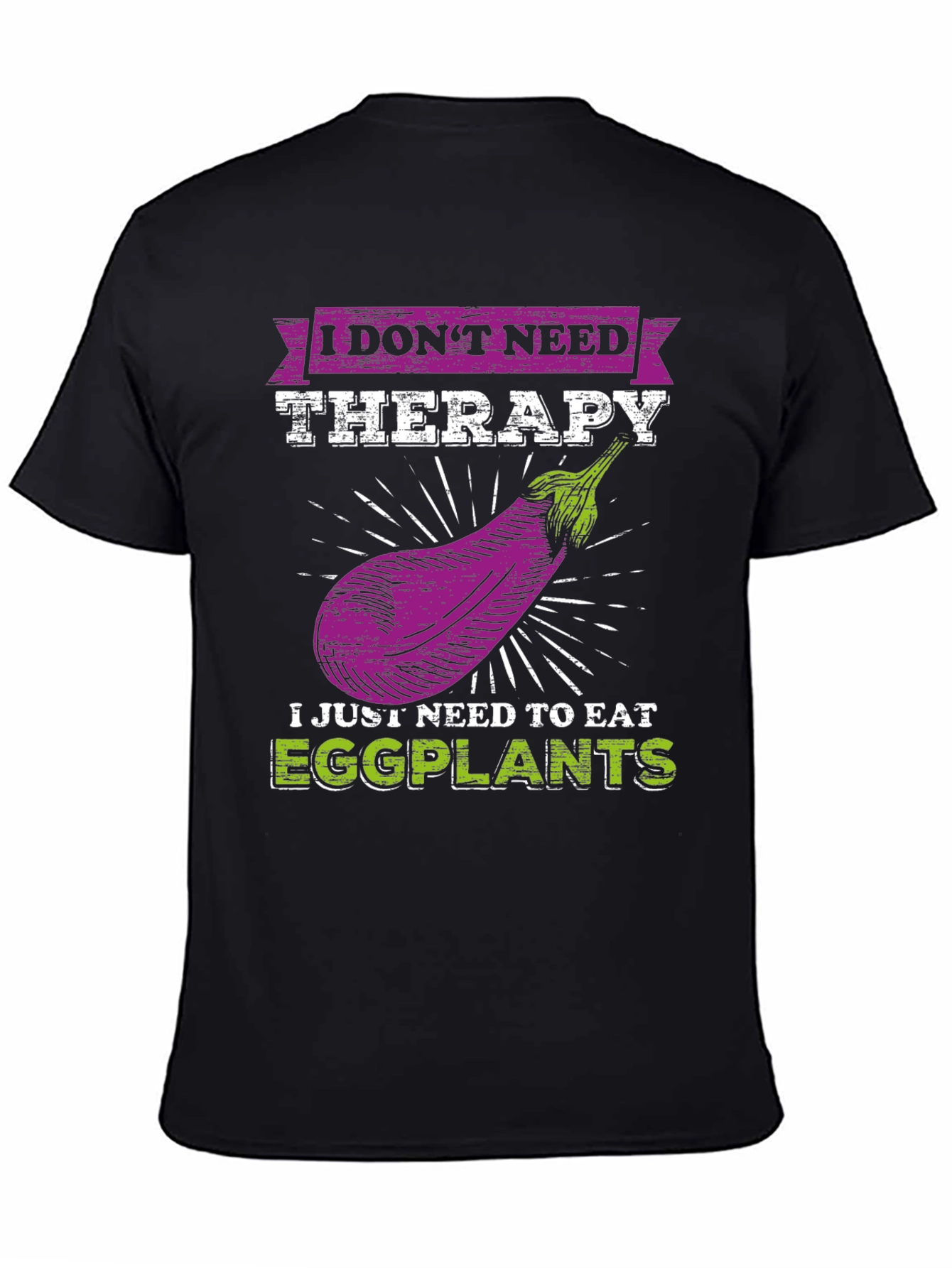 Black Eggplant Therapy T-Shirt: Funny Vegan Tee view 4