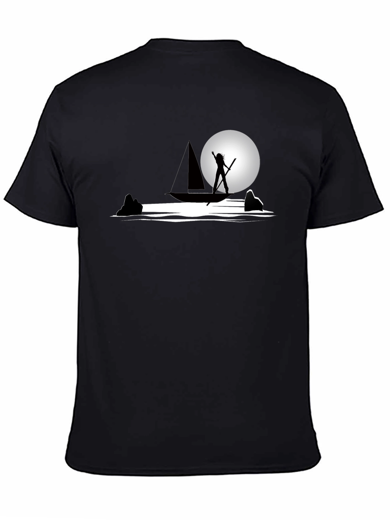 Black Silhouette Boat Graphic T-Shirt - Cool Design view 4