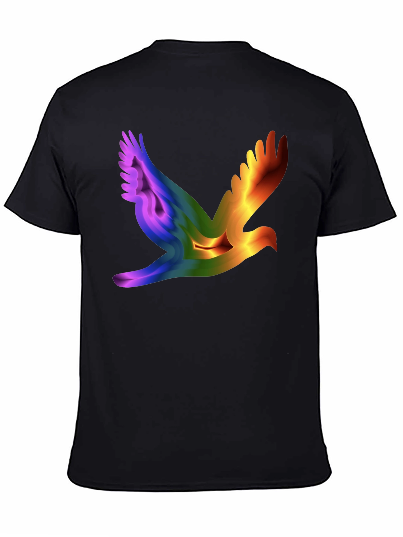 Black Rainbow Dove Graphic Black T-Shirt view 4