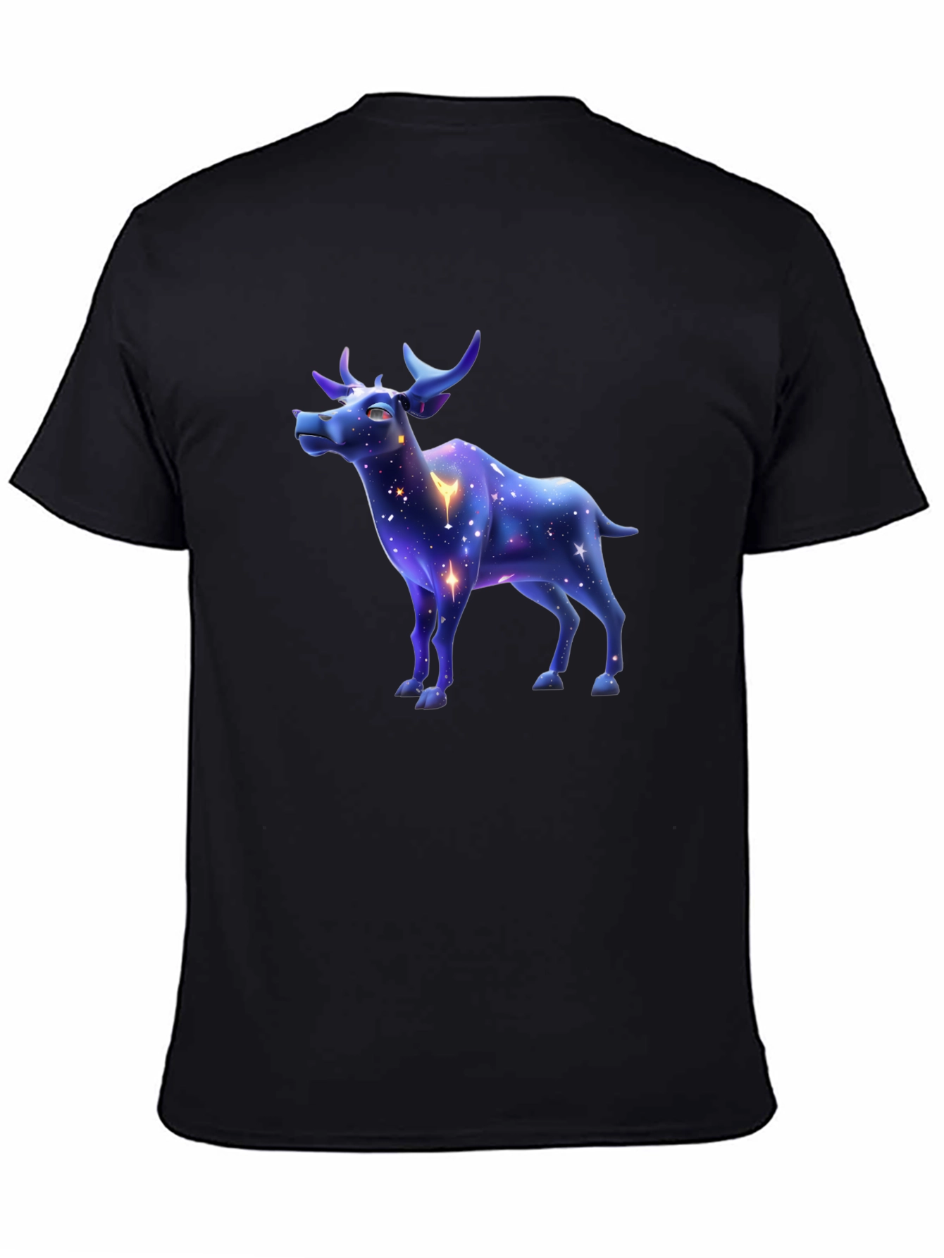 Black Galaxy Deer Graphic Tee - Stylish Men's Black T-Shirt view 4