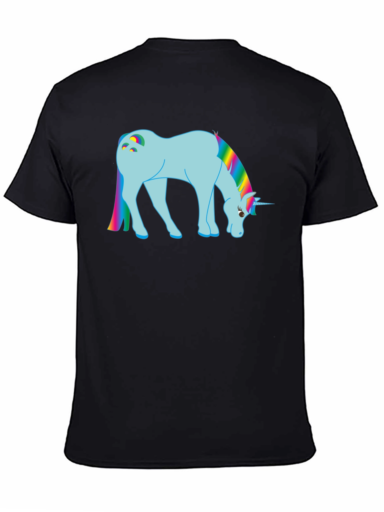 Black Rainbow Unicorn Graphic T-Shirt view 4