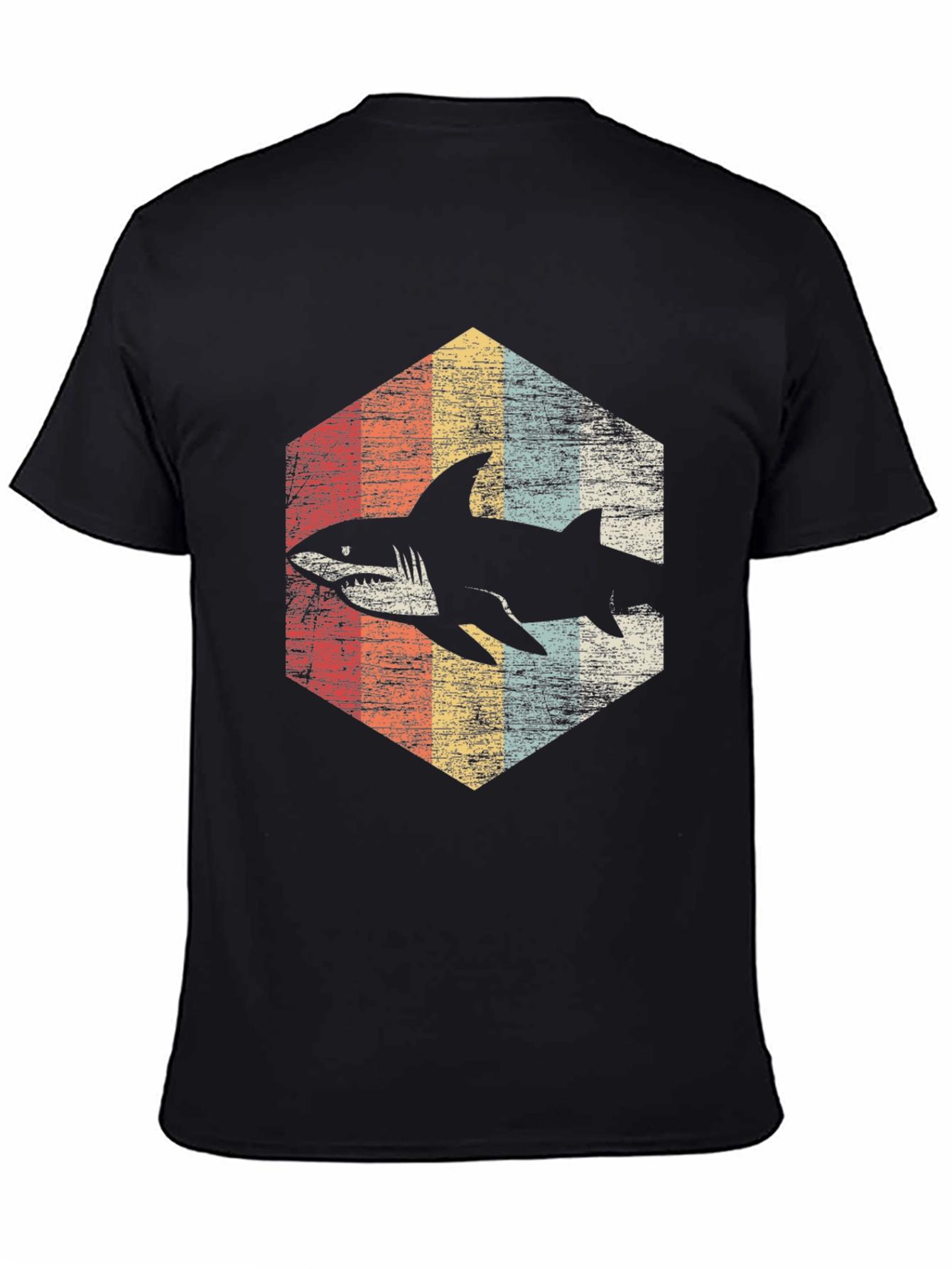 Black Retro Shark Graphic T-Shirt - Vintage Style view 4