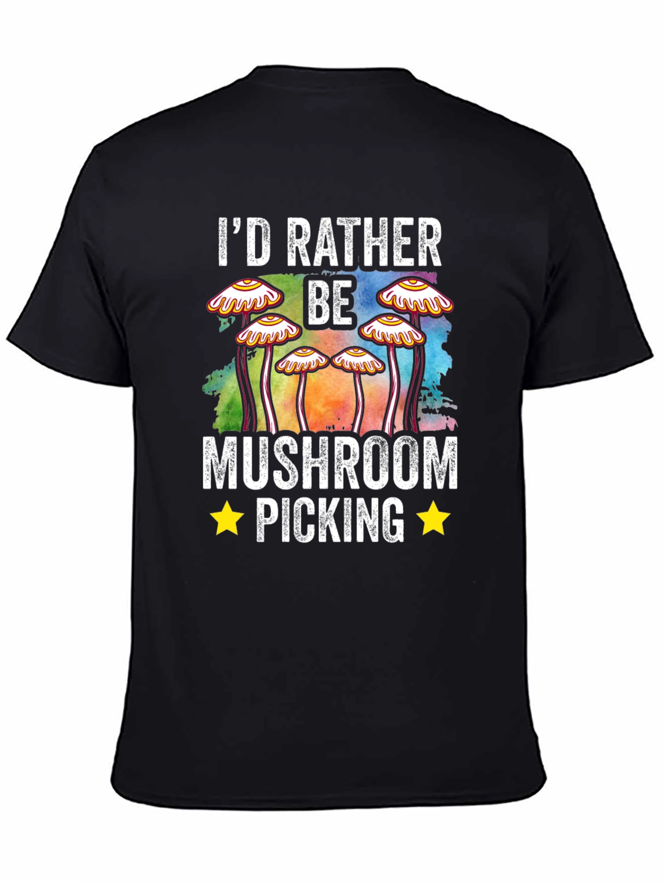Black Mushroom Picking Graphic T-Shirt view 4