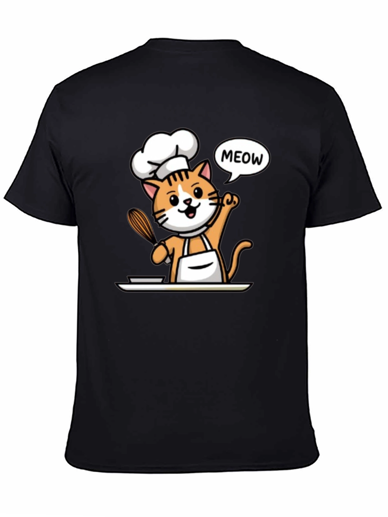 Black Chef Cat T-Shirt - Funny Culinary Kitten Tee view 4