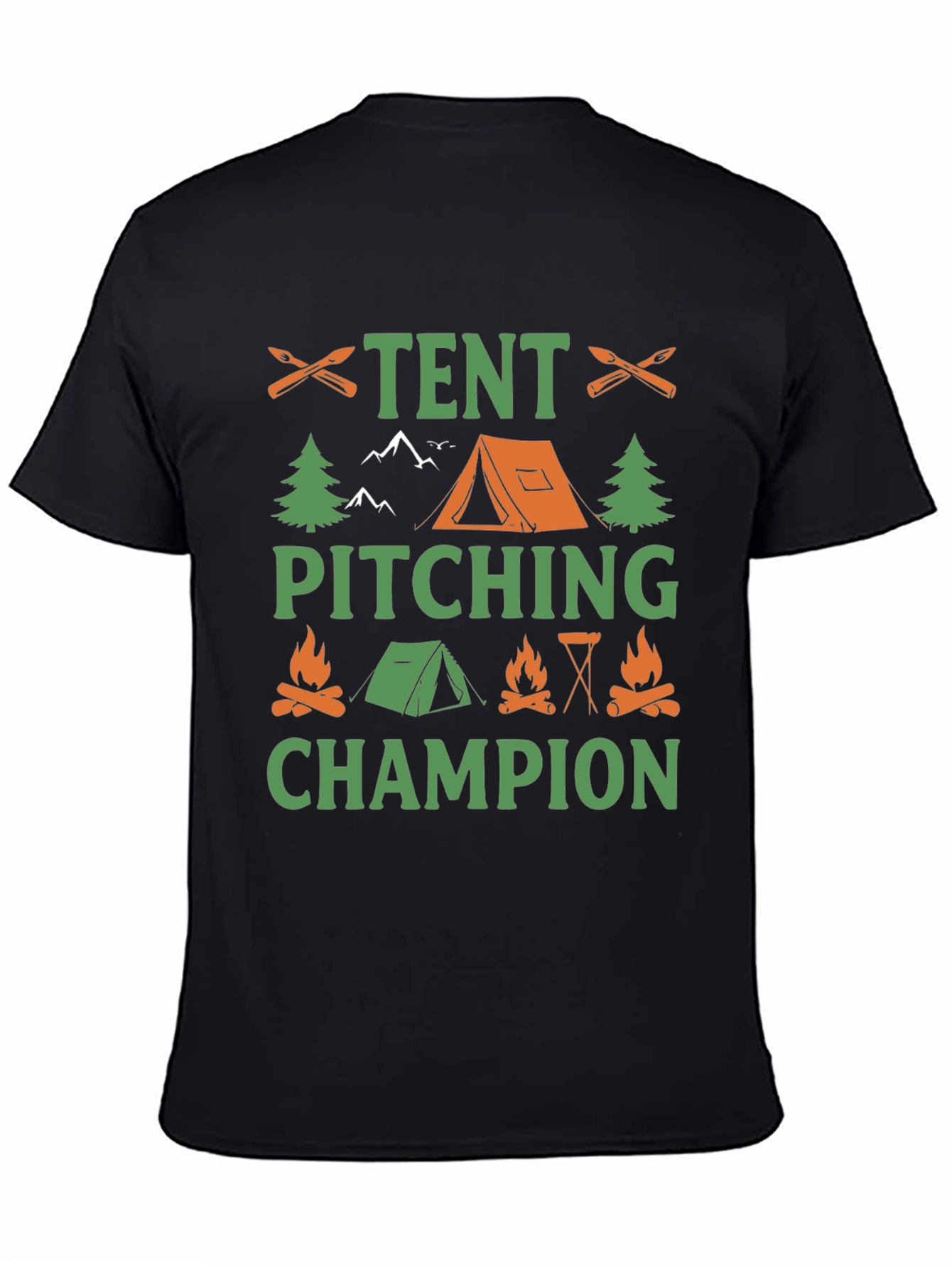 Black Tent Pitching Champion Camping T-Shirt view 4