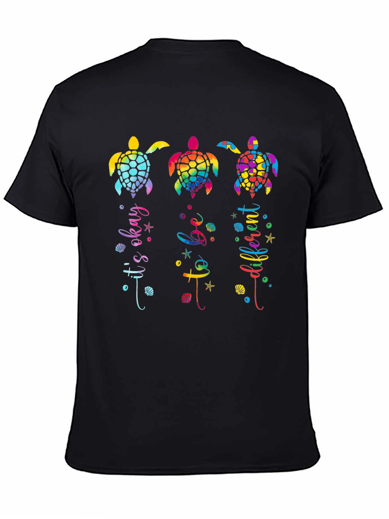 Black Rainbow Turtle T-Shirt - It's Okay To Be Different view 4