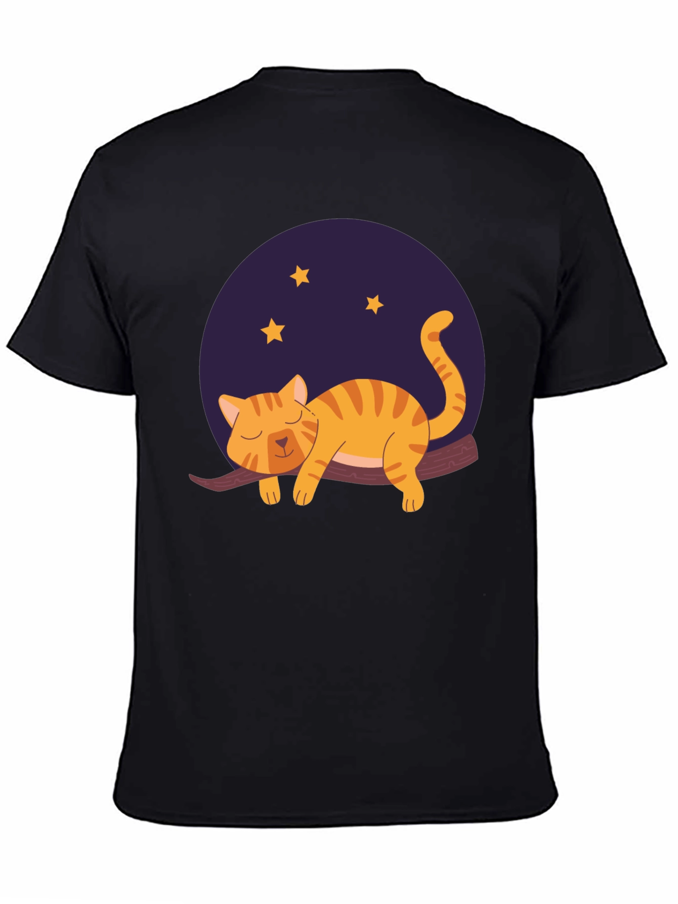 Black Cute Cat Nap T-Shirt - Unisex Black Tee view 4
