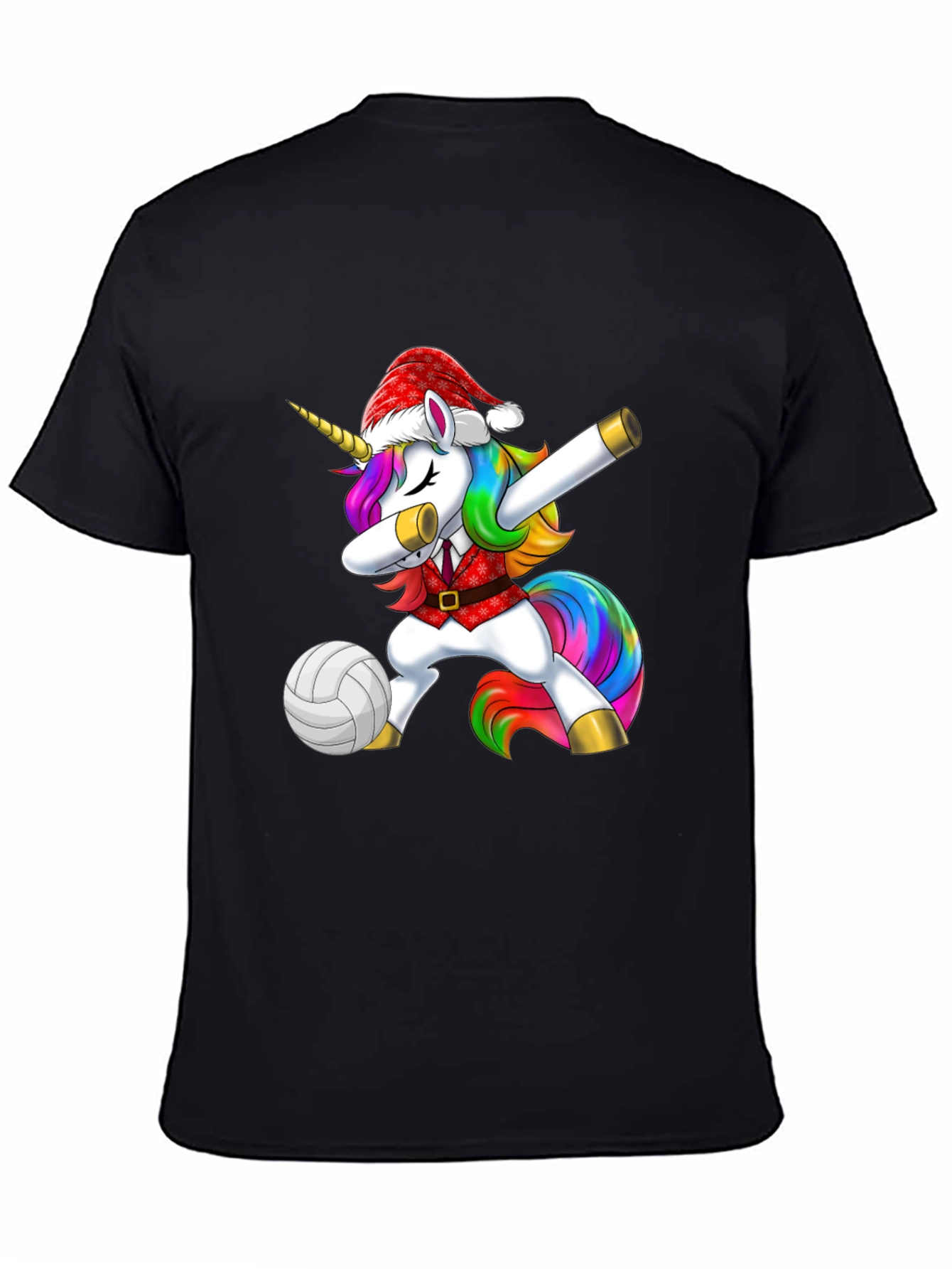 Black Unicorn Dabbing Volleyball Christmas Tee view 4