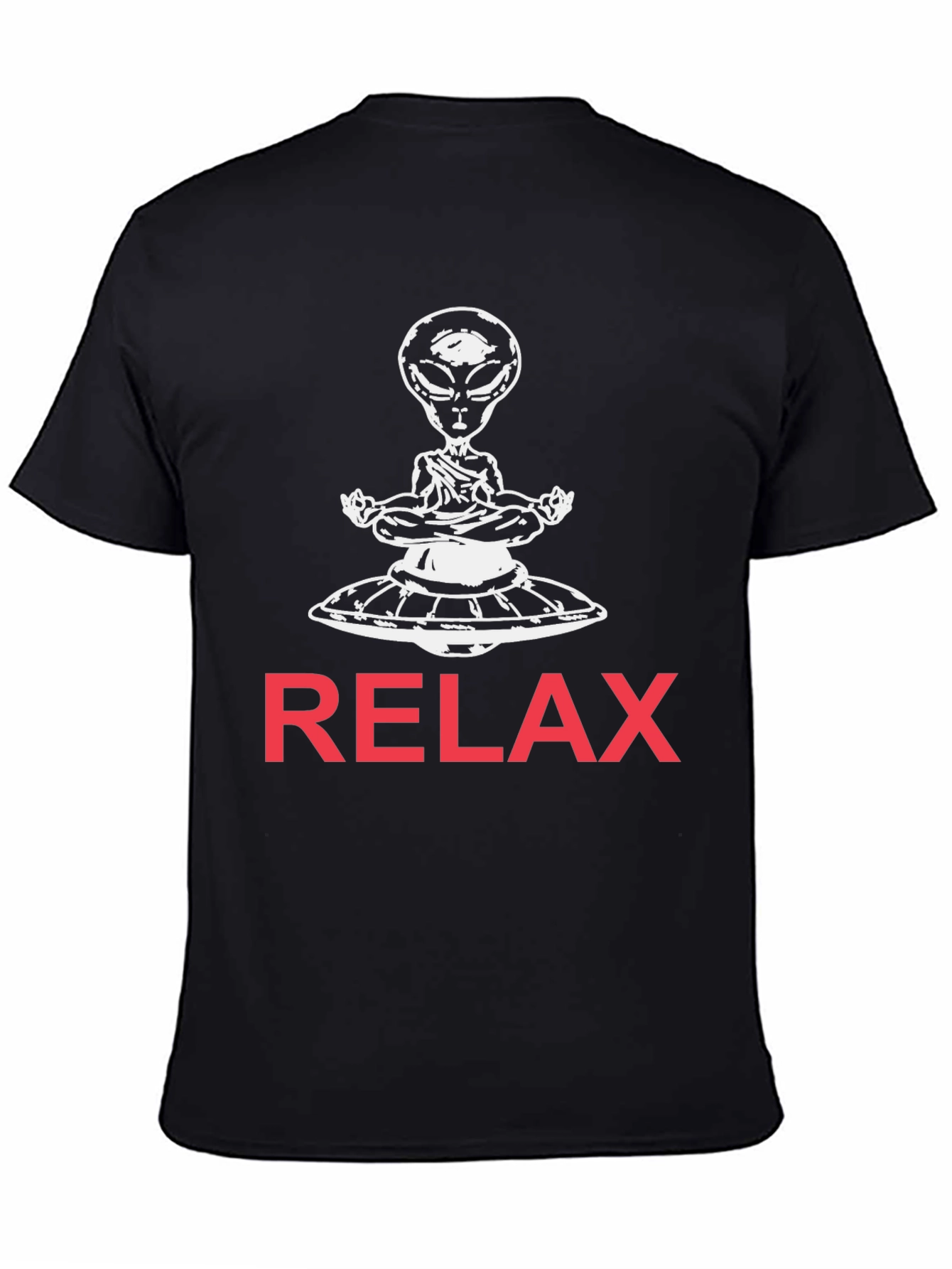 Black Relax Alien T-Shirt -  UFO Meditation Tee view 4