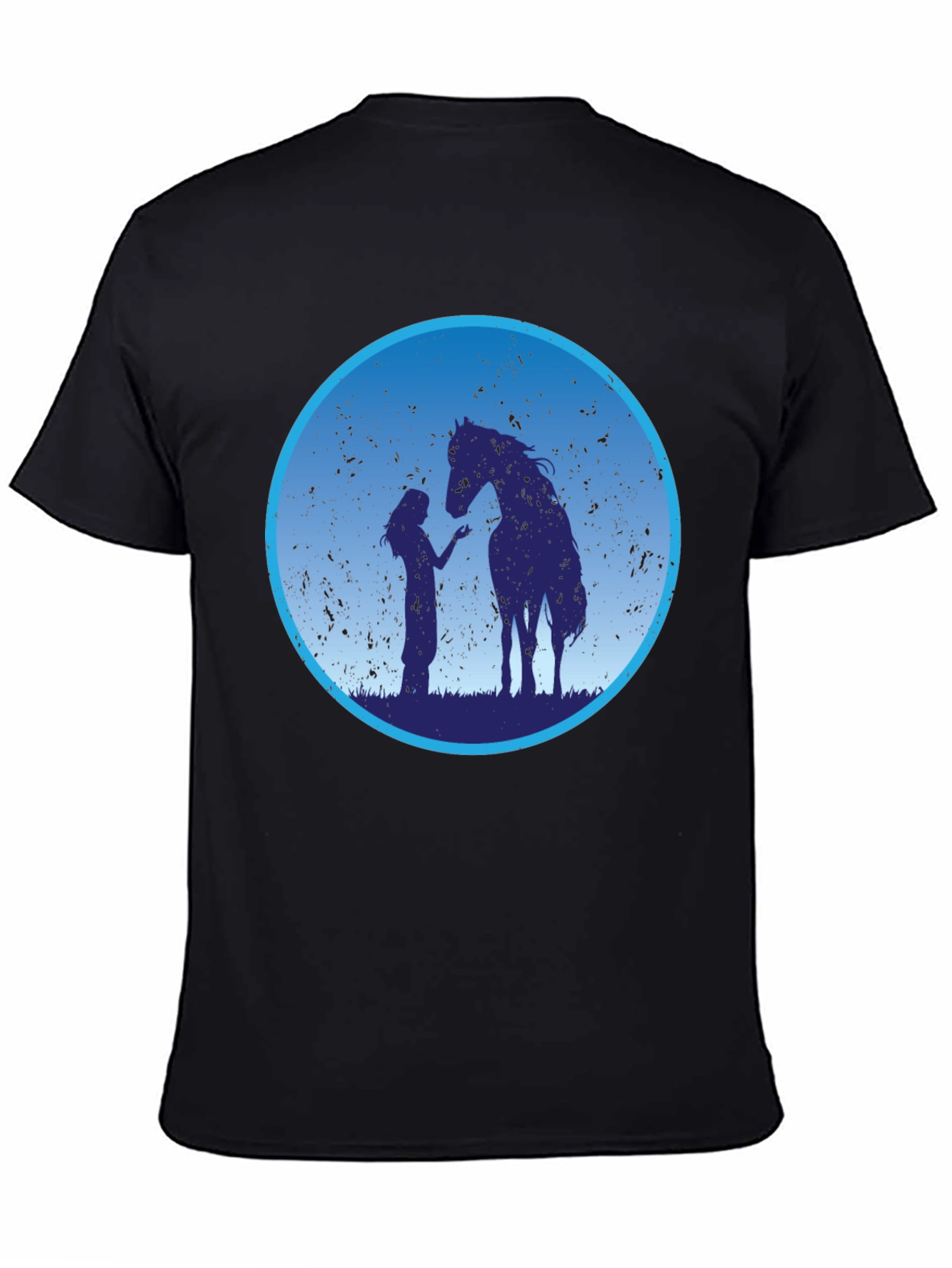 Black Horse & Girl Graphic Tee - Silhouette Design view 4