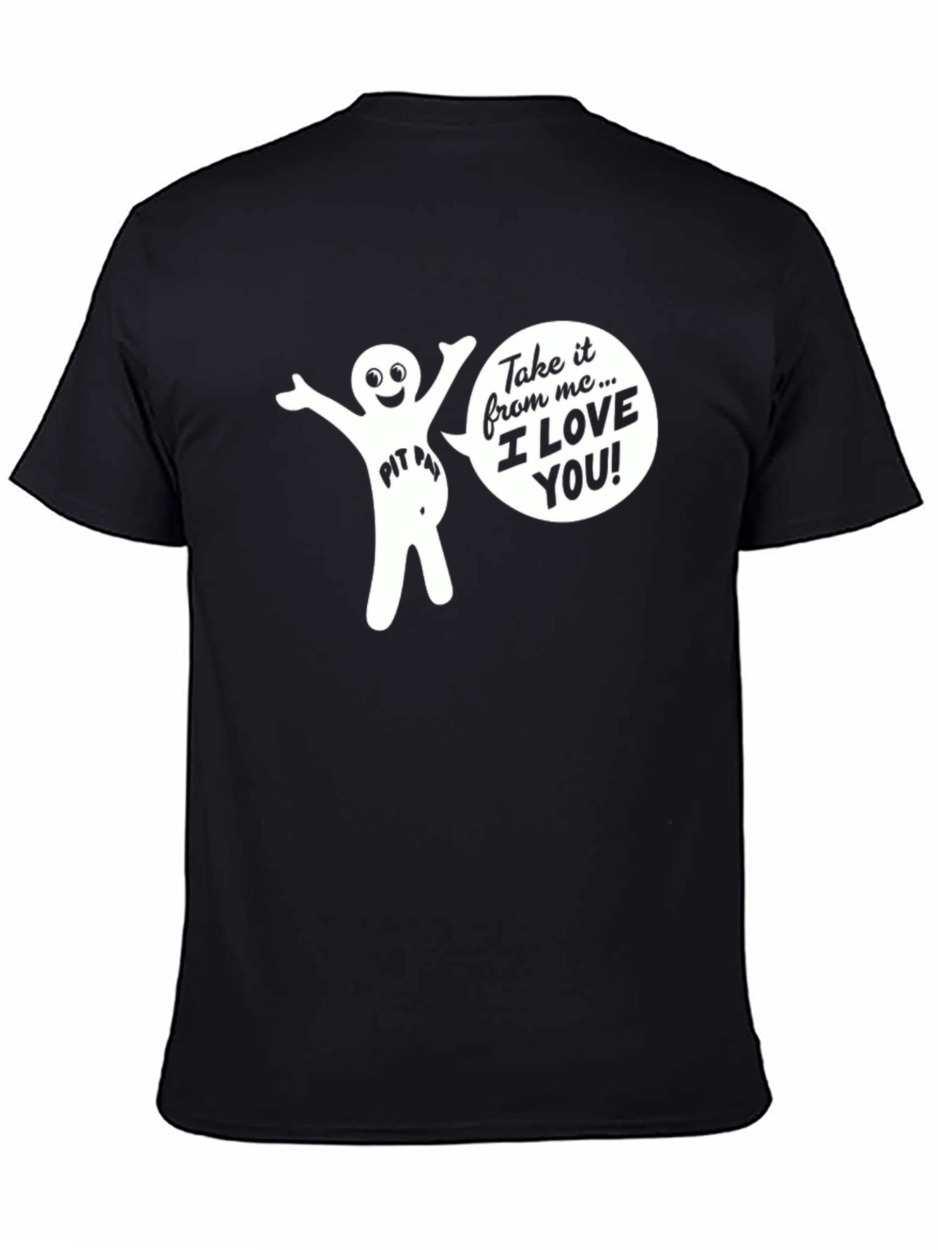 Black Funny "Pit Pat" I Love You Graphic T-Shirt view 4