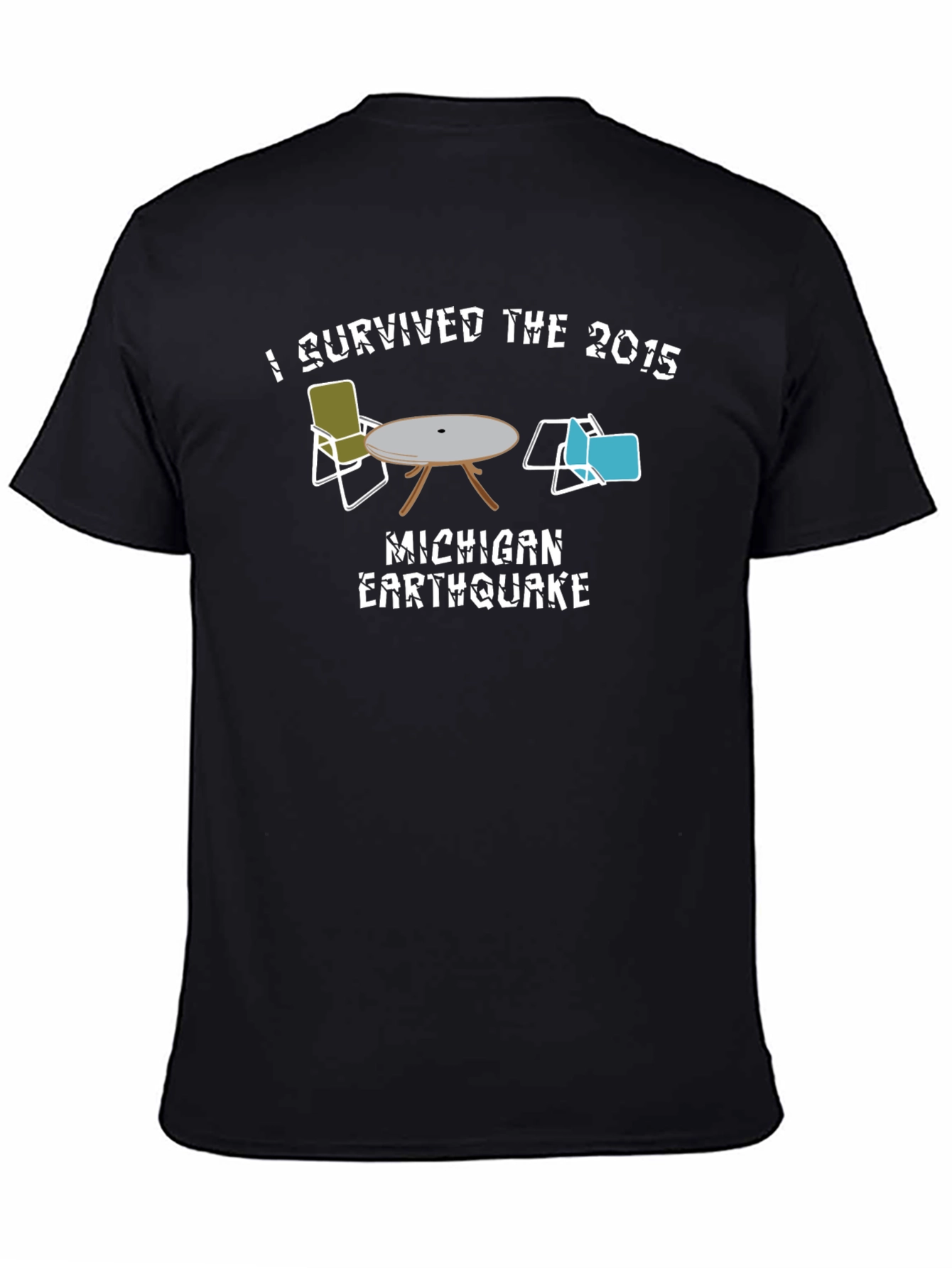 Black I Survived the 2015 Michigan Earthquake T-Shirt view 4