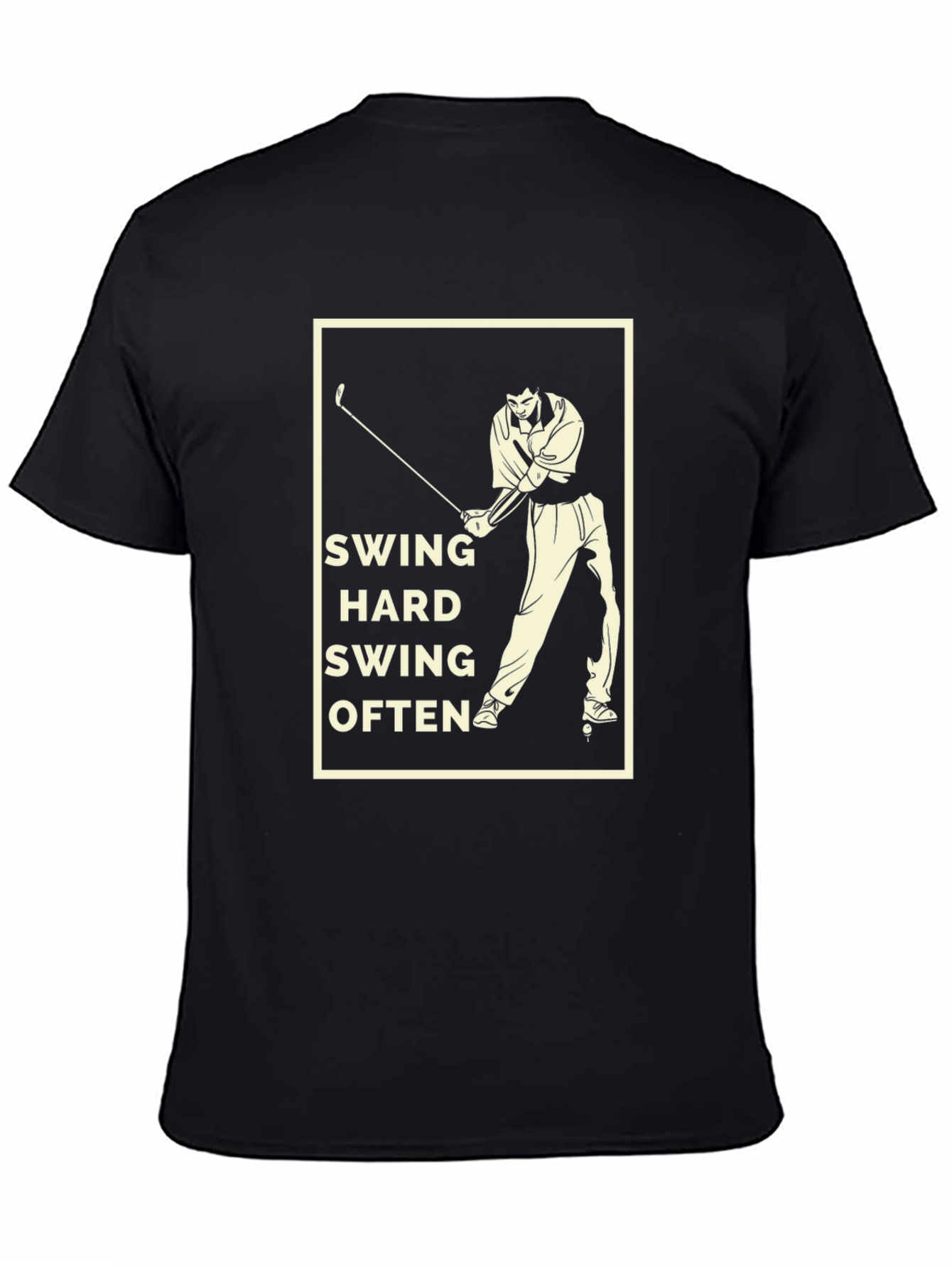 Black Swing Hard Golf T-Shirt - Black Cotton Tee view 4