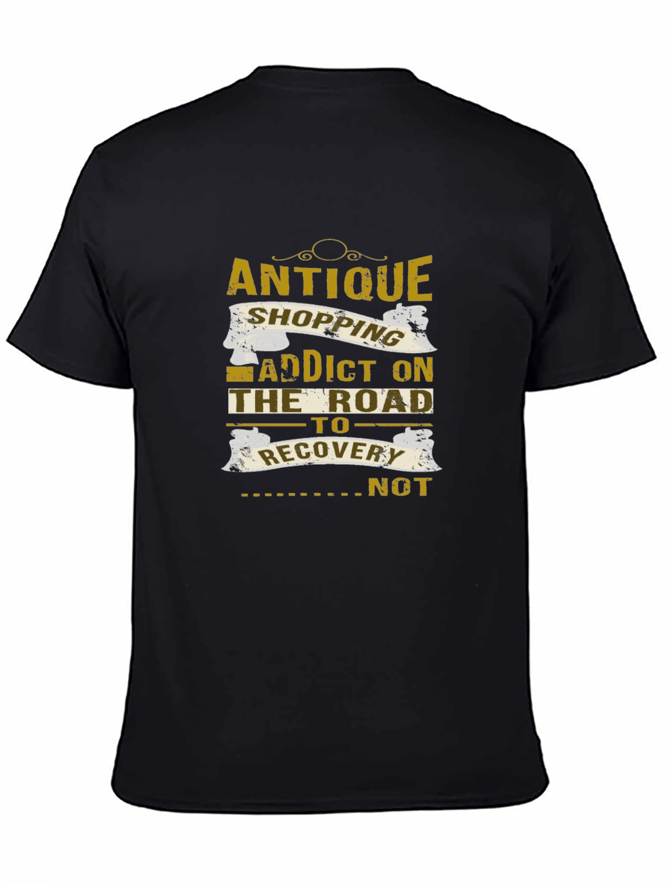 Black Antique Shopping Addict T-Shirt view 4