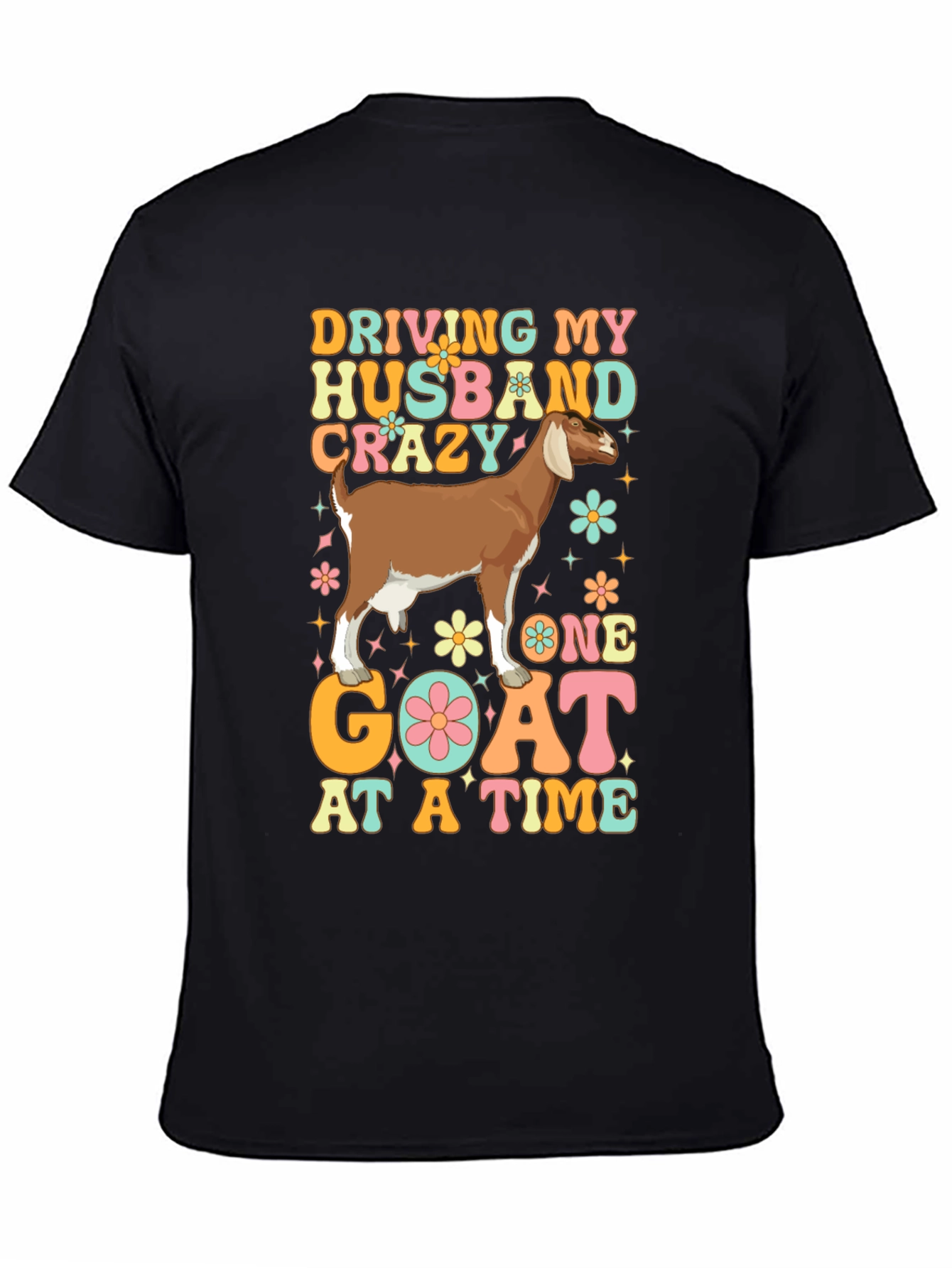 Black Driving Husband Crazy Goat Graphic Tee view 4