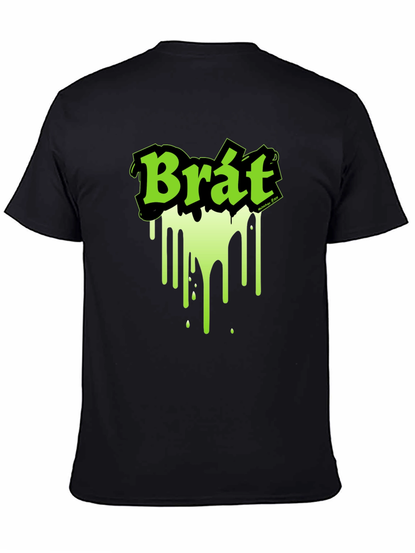 Black Brat Graphic Tee - Black T-Shirt with Neon Green Design view 4