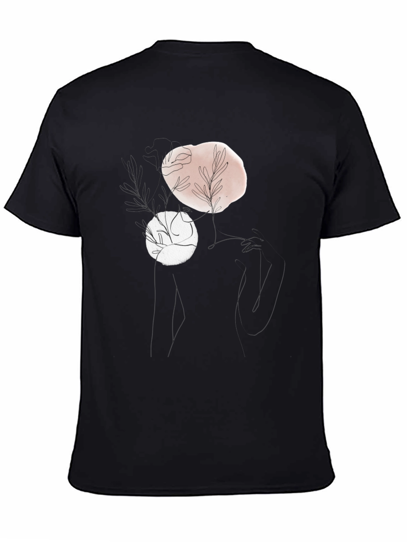 Black Abstract Line Art Graphic T-Shirt view 4