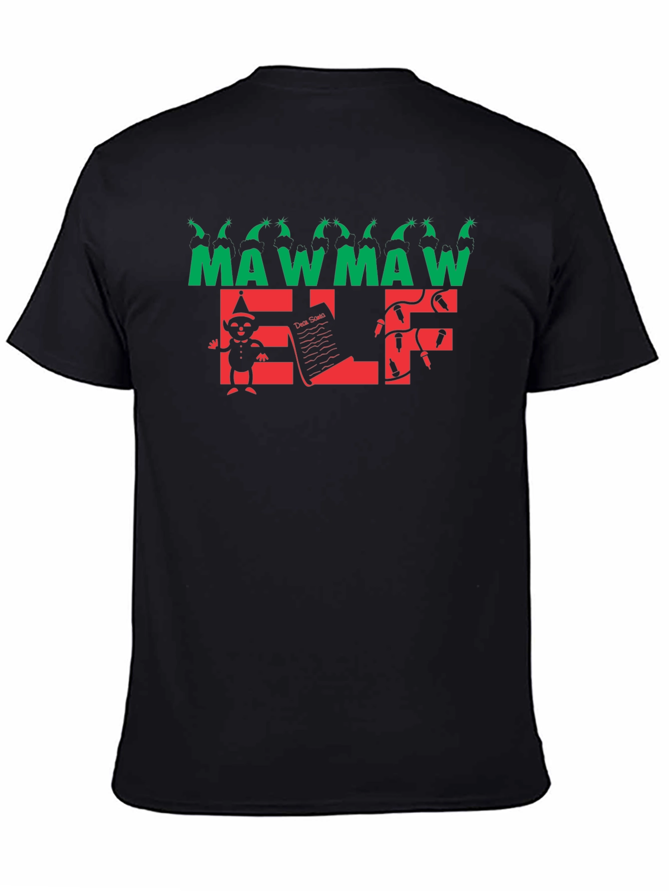 Black Maw Maw Elf Black Holiday T-Shirt view 4