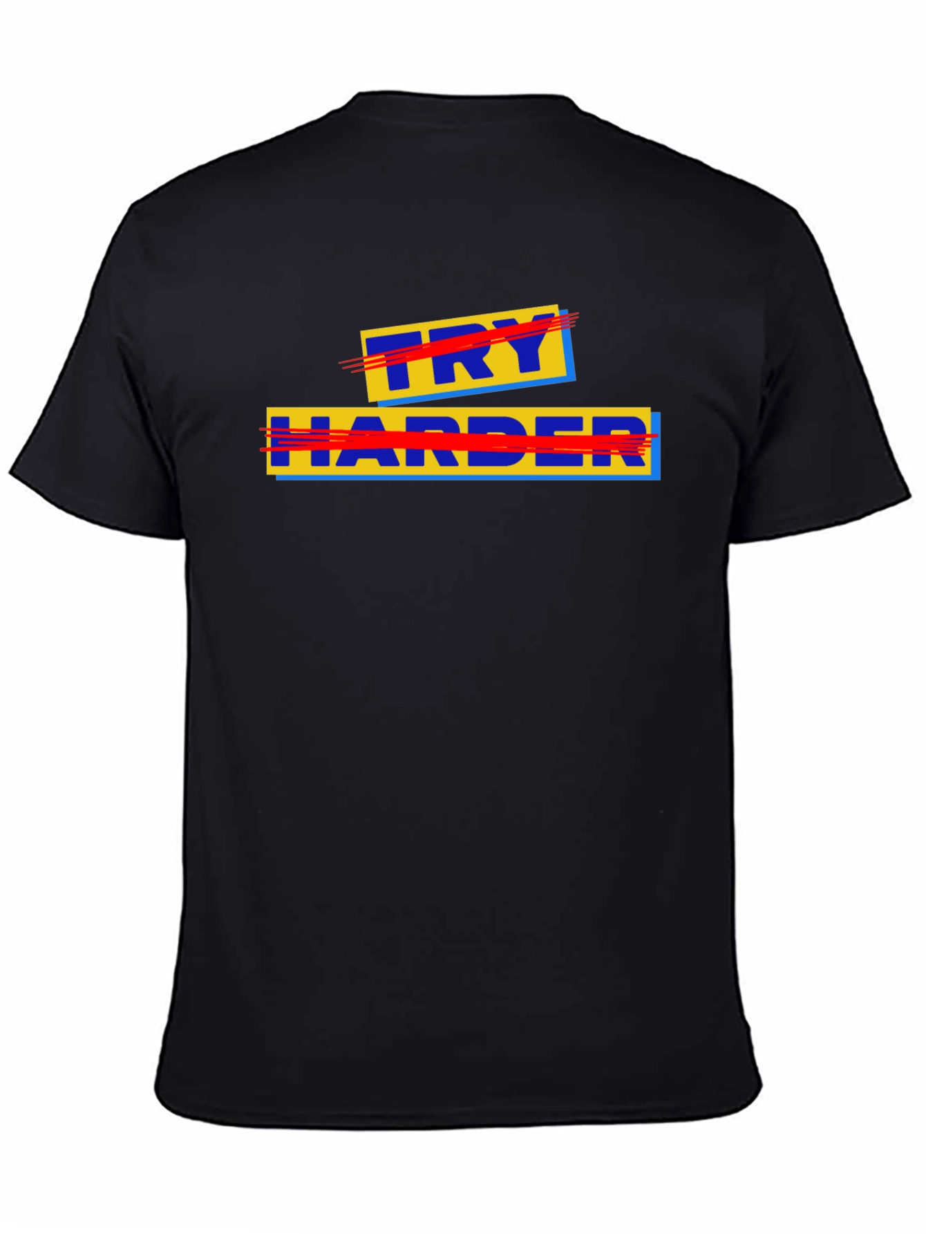 Black Try Harder Graphic Tee - Motivational T-Shirt view 4
