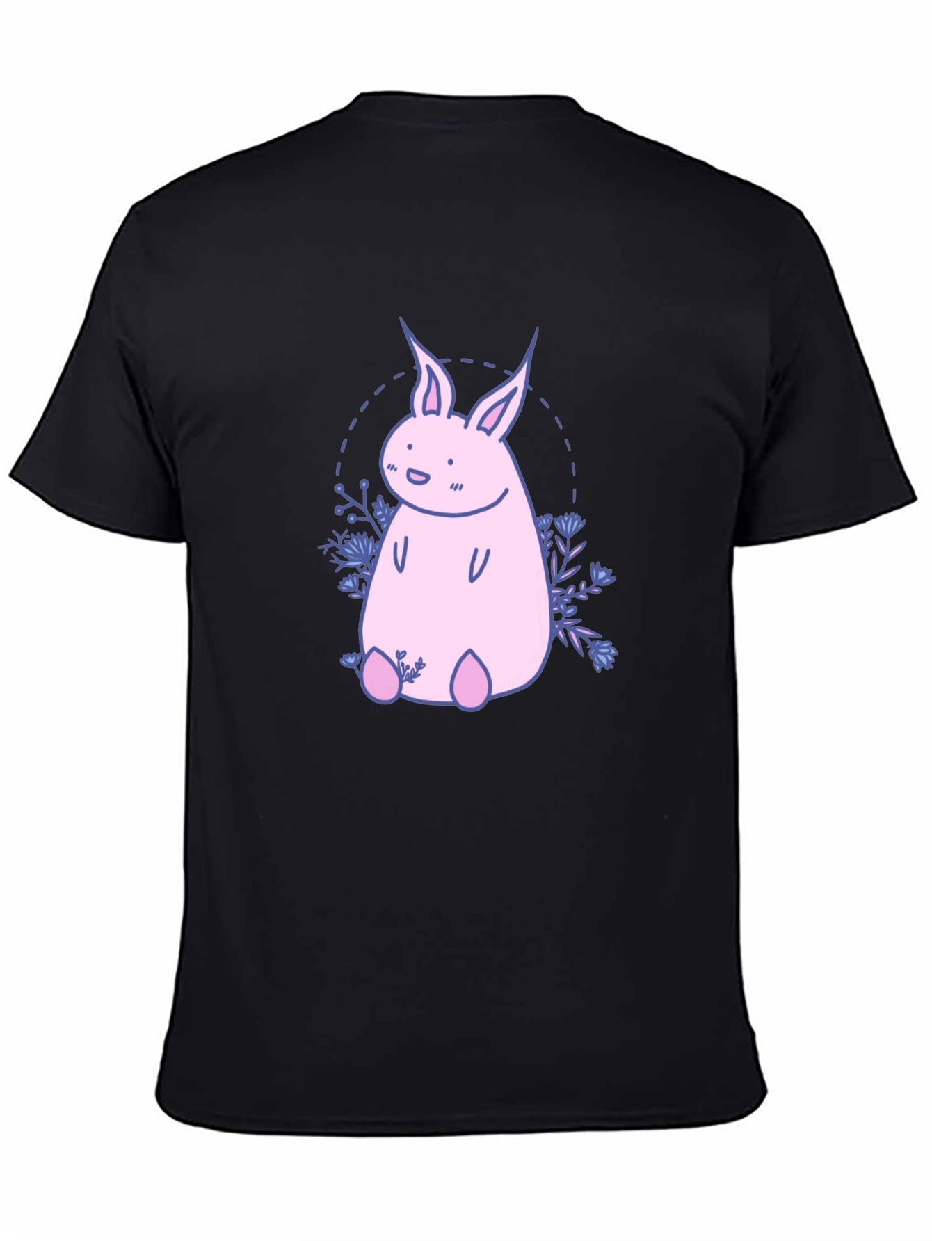 Black Cute Pink Bunny Graphic T-Shirt view 4