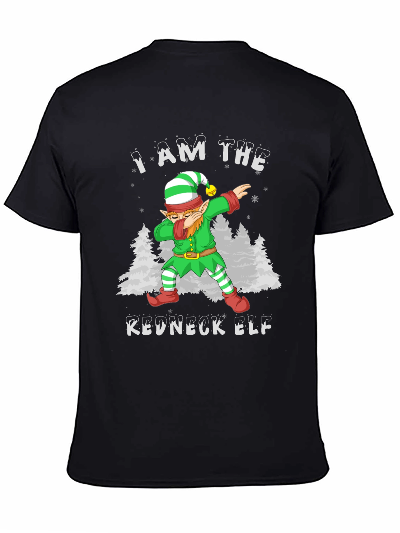Black I Am The Redneck Elf Dabbing Funny T-Shirt view 4