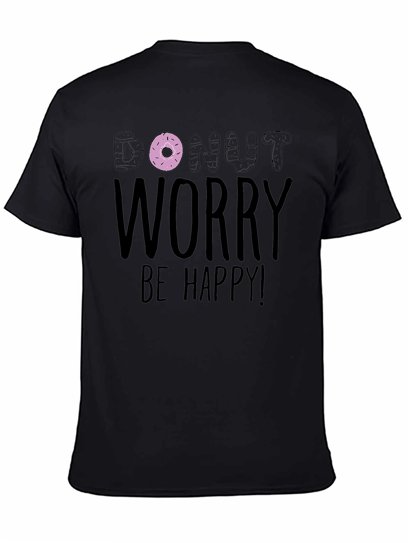 Black Donut Worry Be Happy Graphic Tee view 4