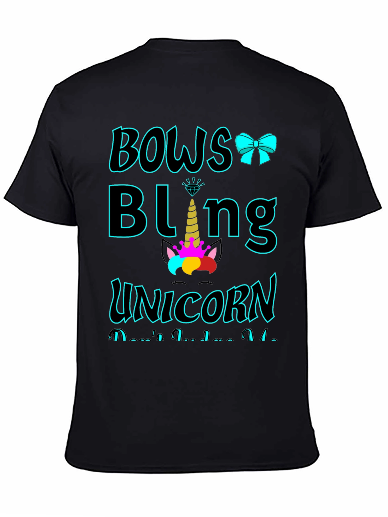 Black Bows Bling Unicorn Graphic Tee view 4