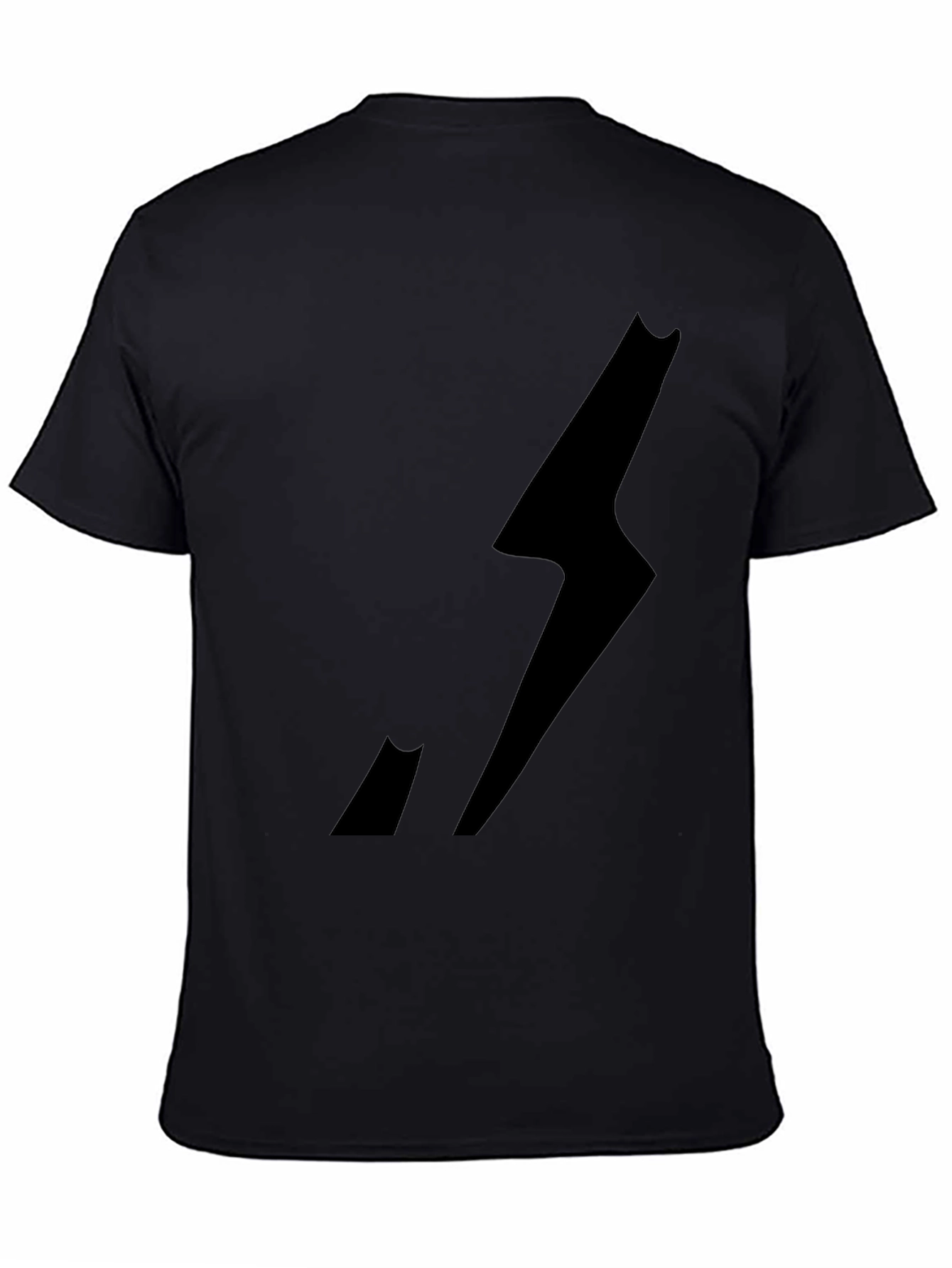Black Men's Black Graphic Tee - Lightning Bolt Design view 4