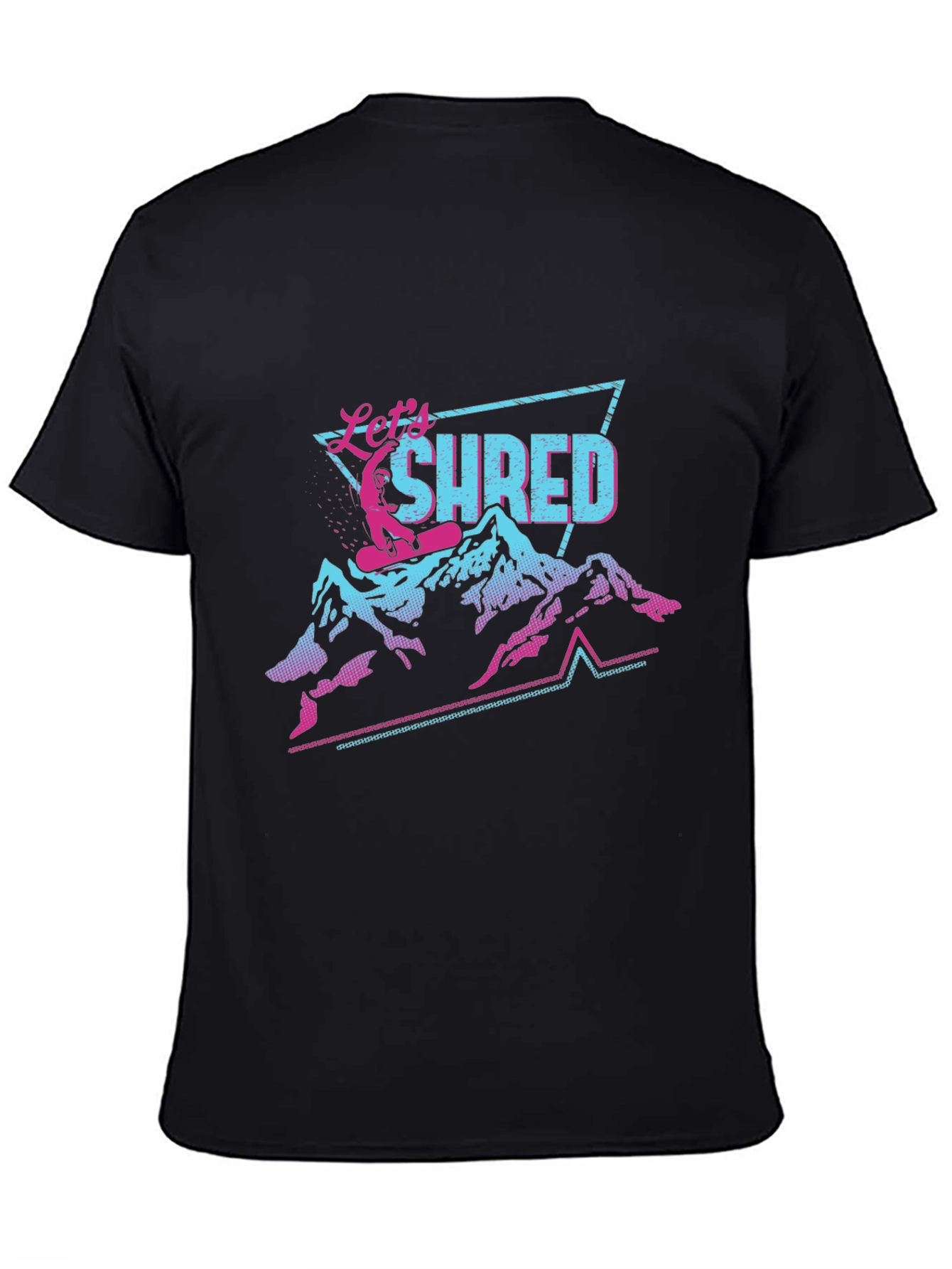 Black Let's Shred T-Shirt Retro Snowboard Design view 4