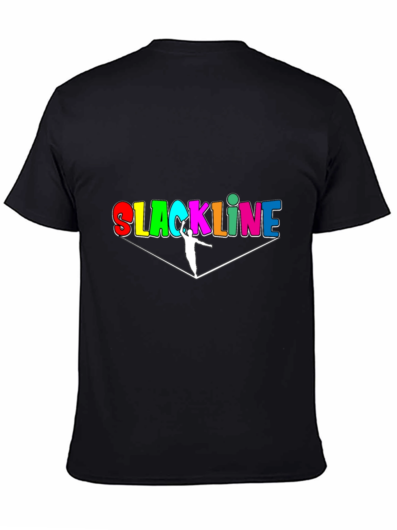 Black Slackline T-Shirt - Colorful Design view 4