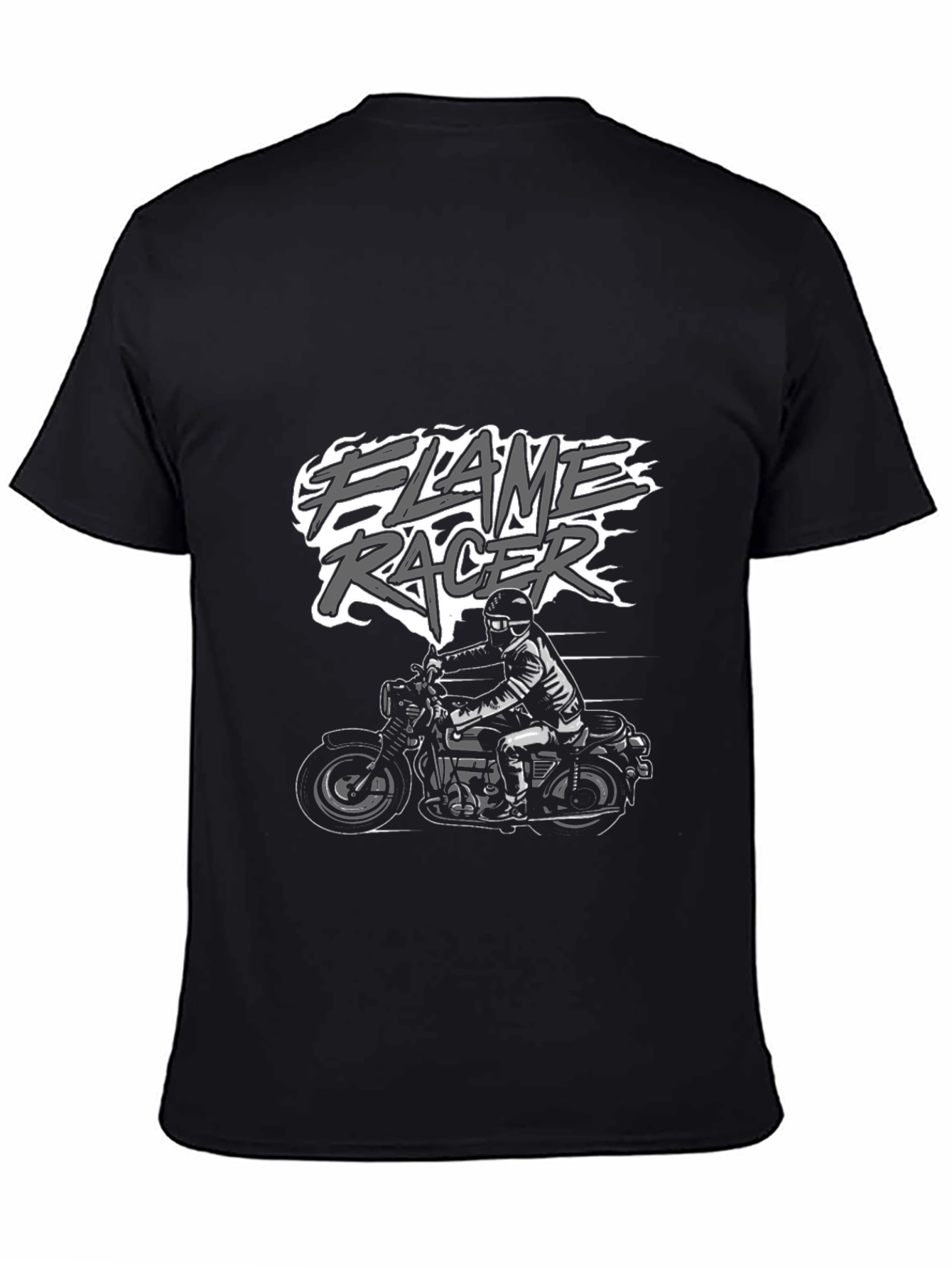 Black Flame Racer Graphic Tee - Black Motorcycle Shirt view 4