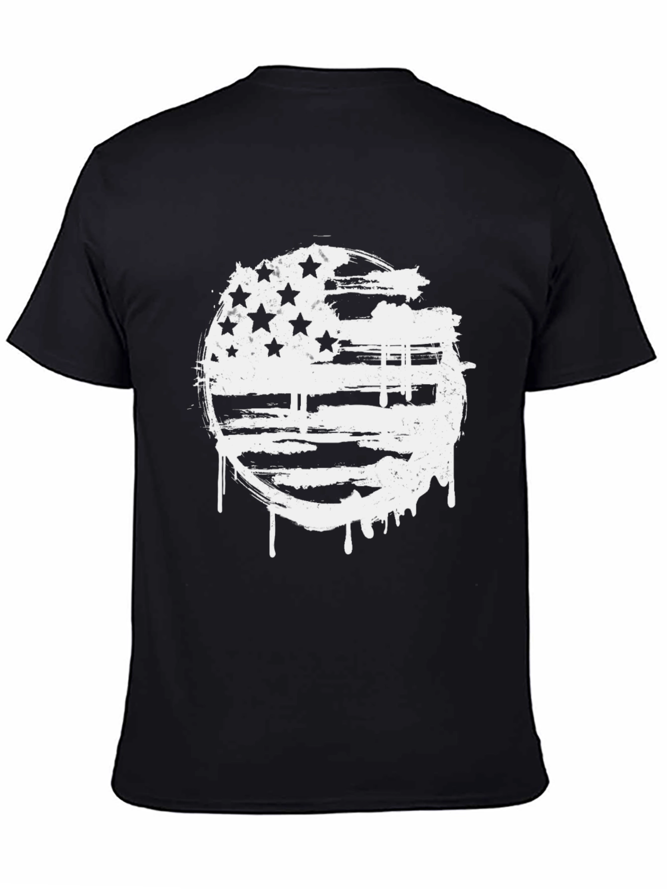 Black American Flag Graphic Black Tee view 4