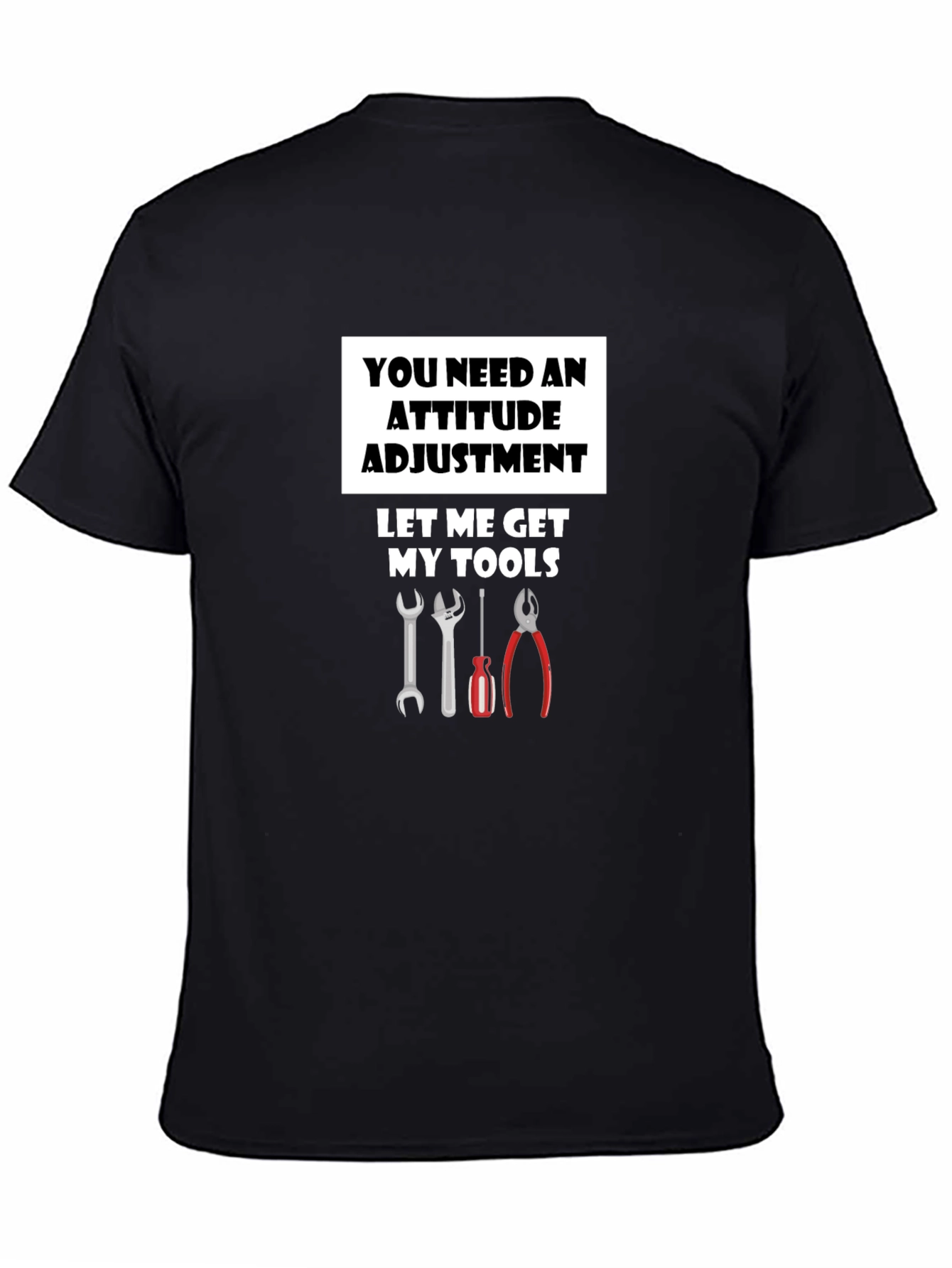 Black Attitude Adjustment Funny Mechanic T-Shirt view 4