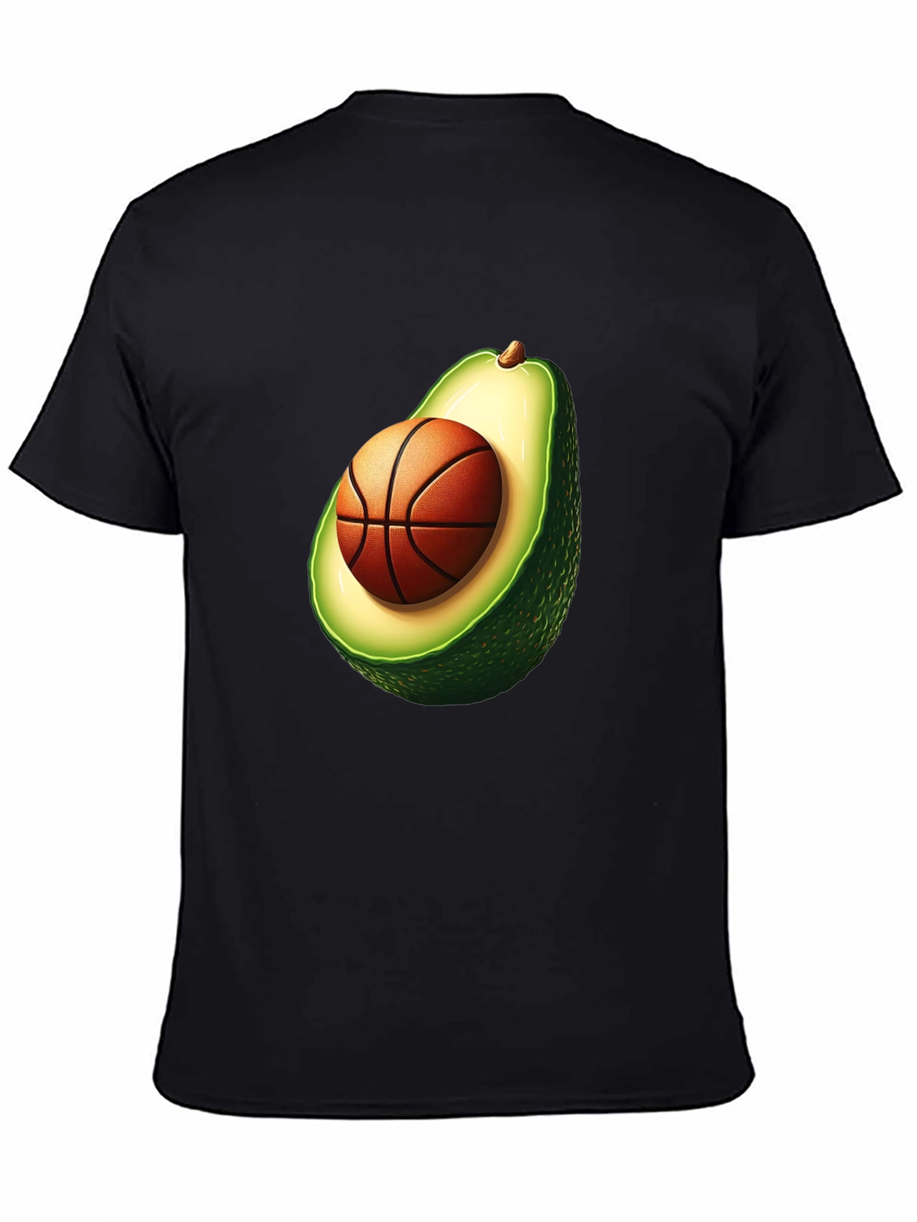 Black Avocado Basketball Graphic Tee - Unique Men's T-Shirt view 4