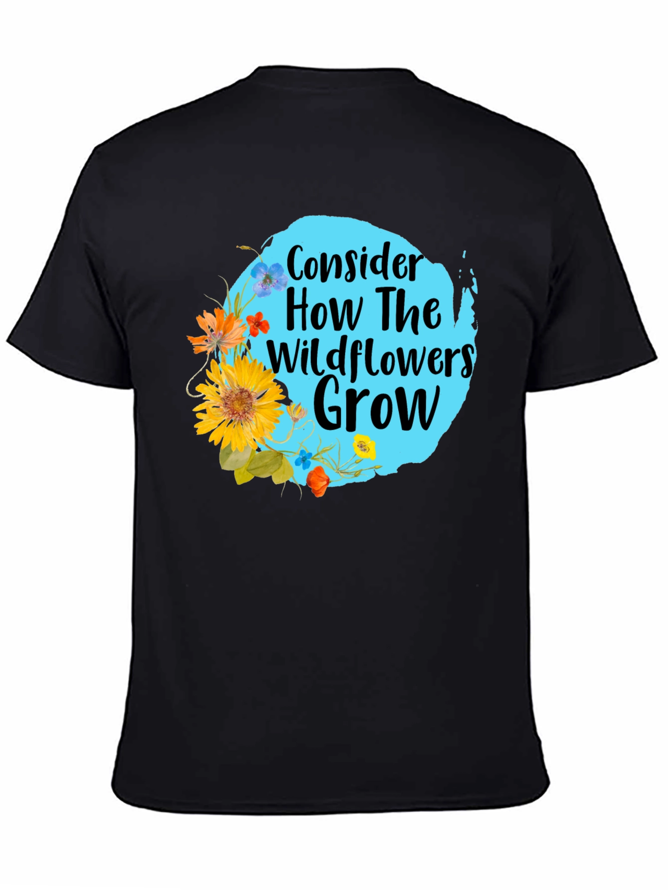 Black Wildflower Graphic Tee - Consider How They Grow view 4
