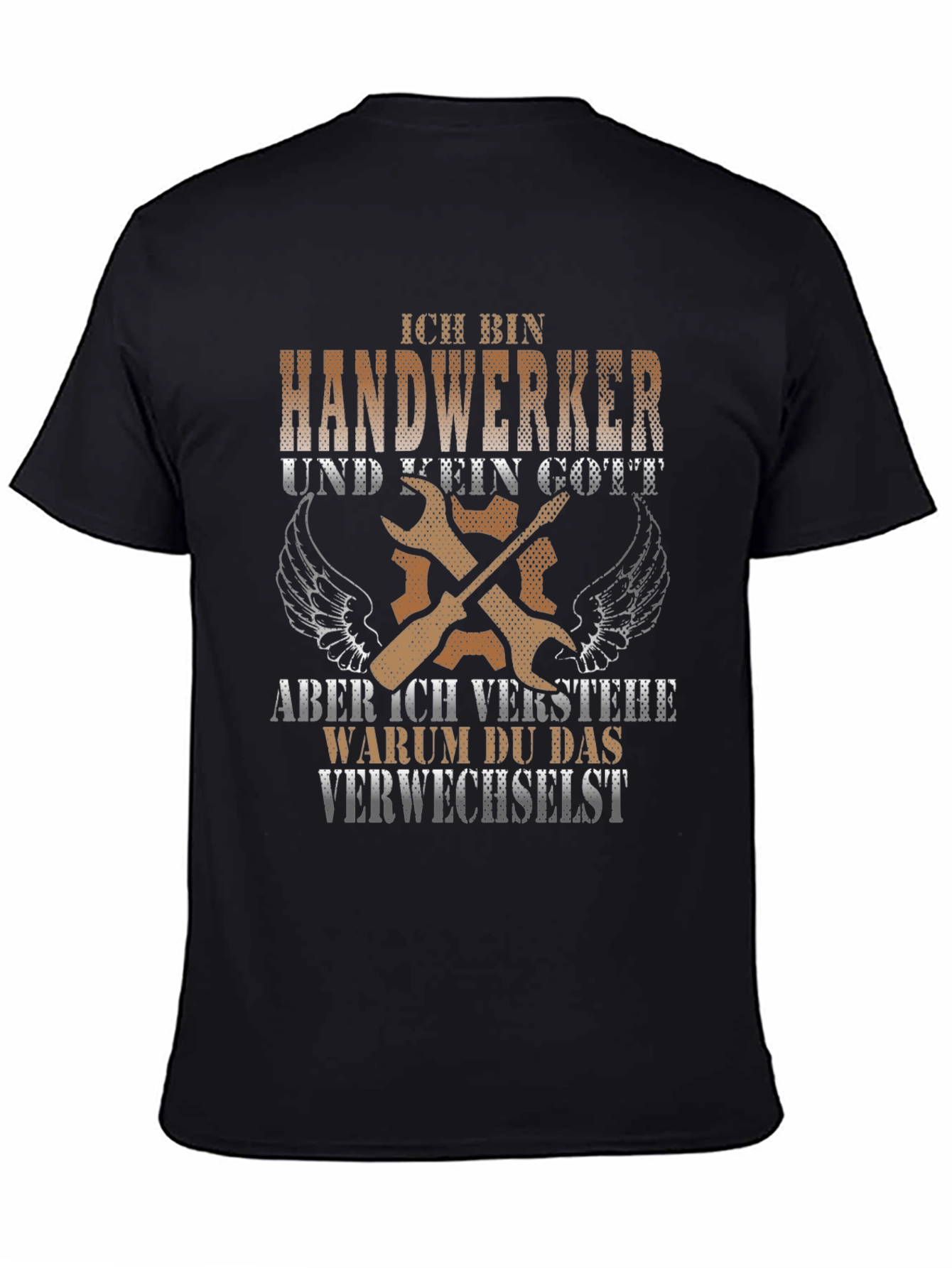 Black Handwerker T-Shirt: Not a God But Close! view 4
