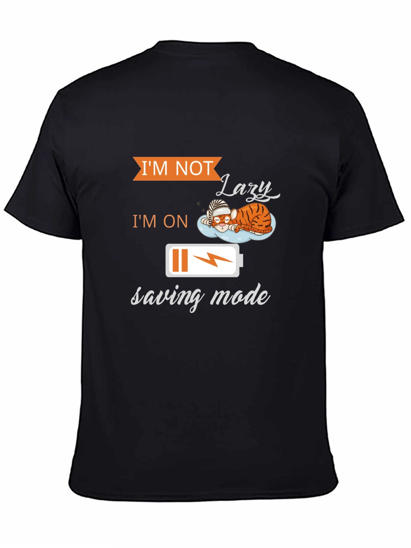 Black Lazy Saving Mode T-Shirt - Funny Graphic Tee view 4